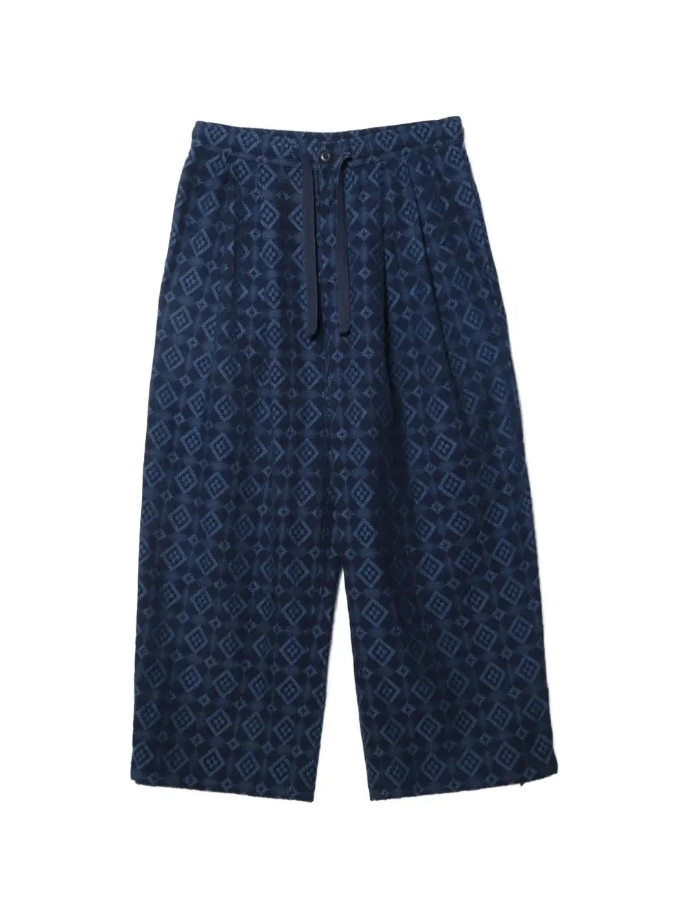 KOMON AIZOME DIAMOND-PATTERN DRAWSTRING TROUSERS - 1