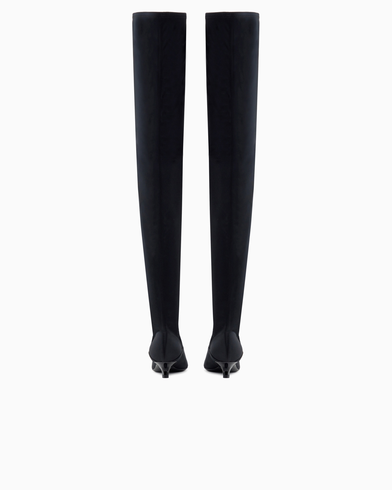Stretch-satin thigh-high boots with a kitten heel - 3