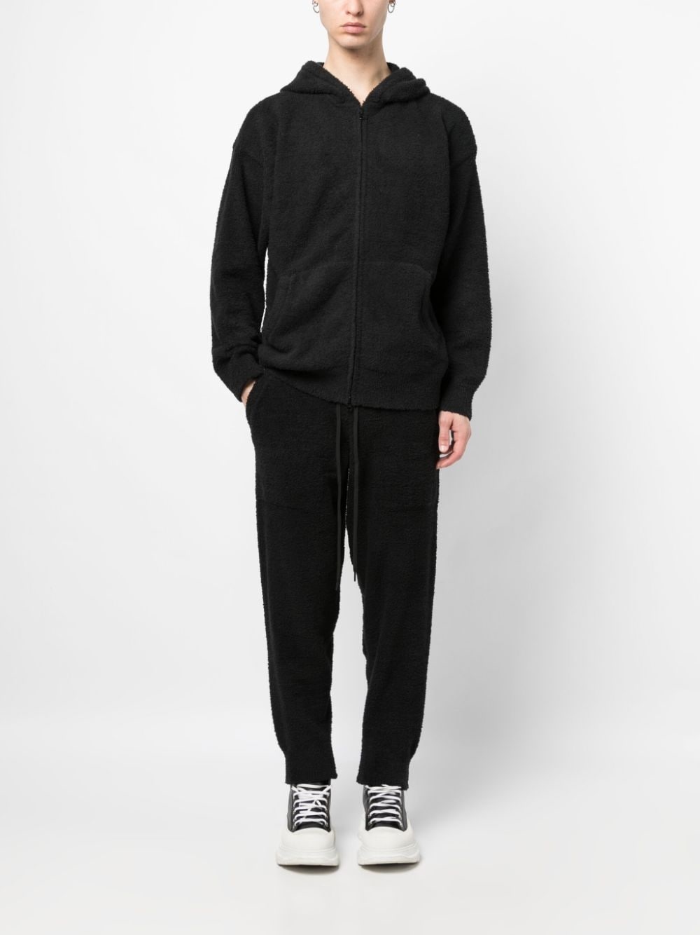 logo-print fleece-texture track pants - 2
