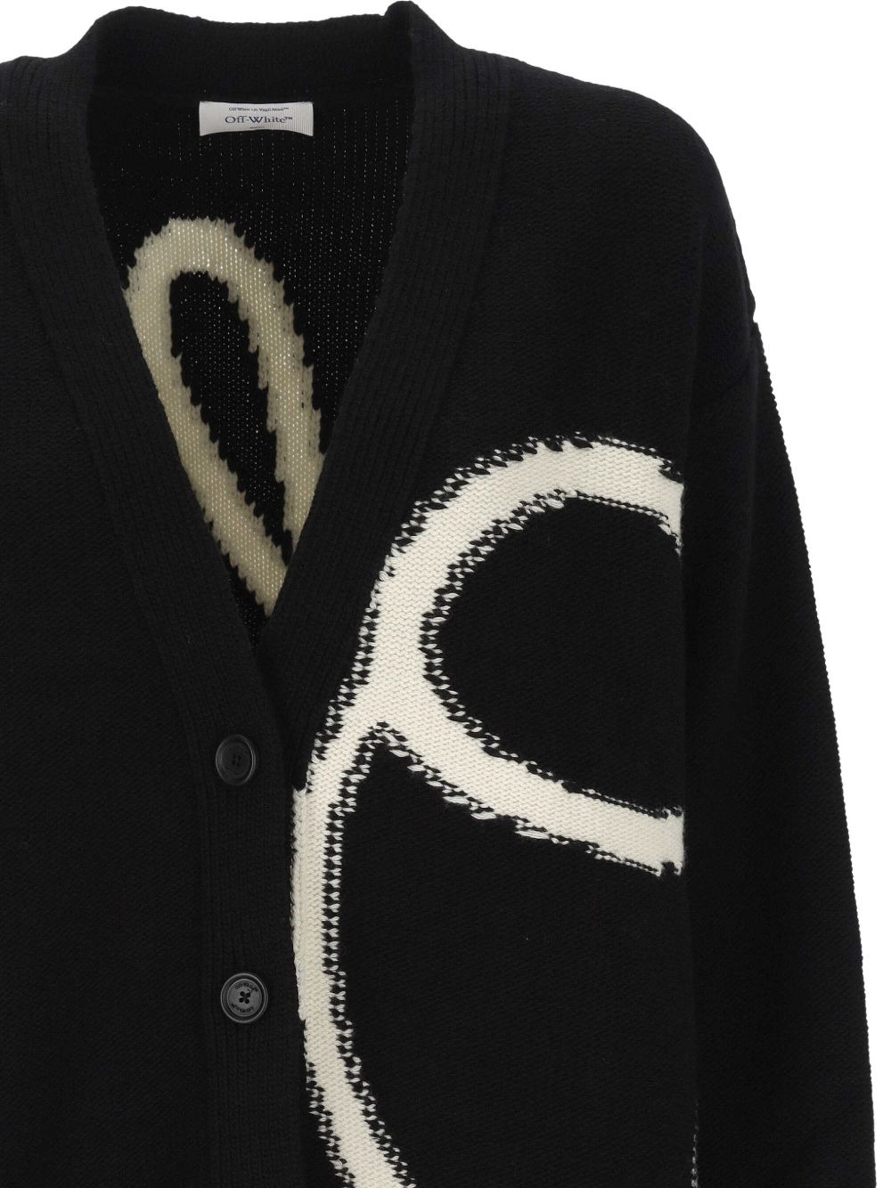 logo-intarsia wool cardigan - 3
