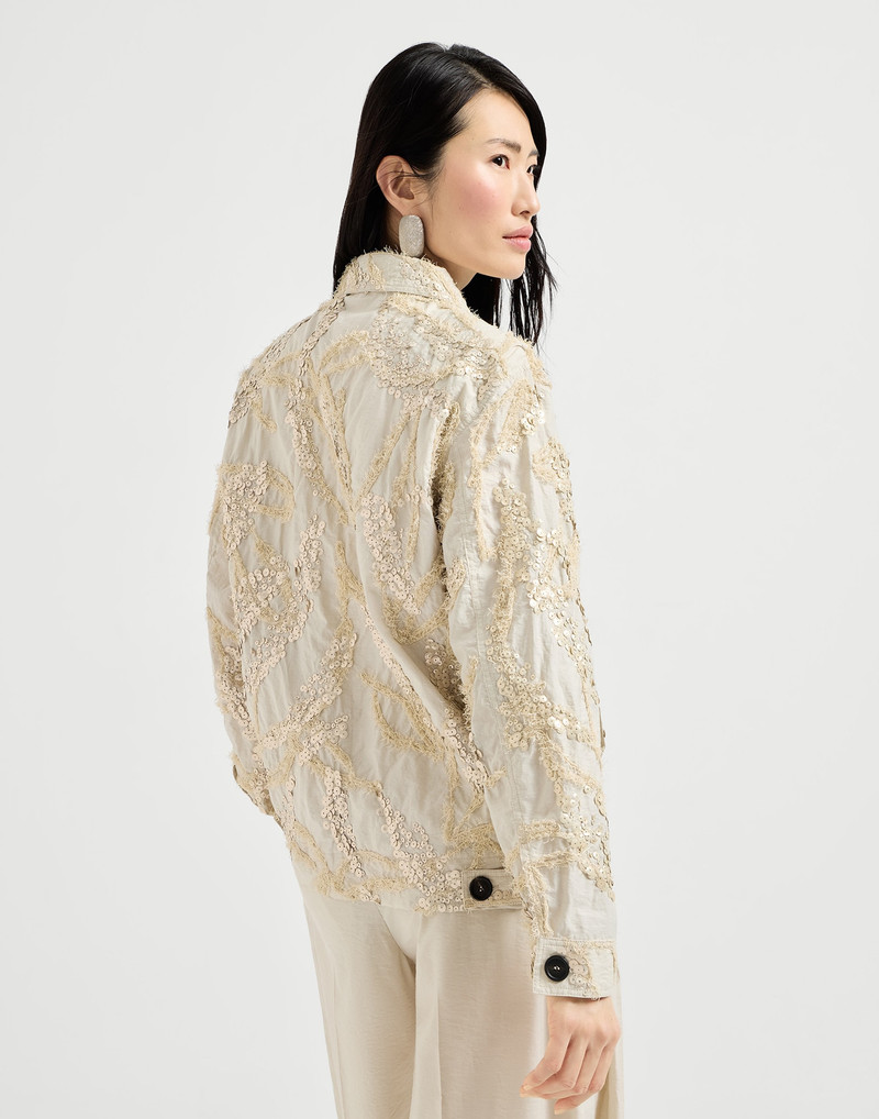 Brunello Cucinelli Dazzling seabed embroidery outerwear jacket in techno cotton poplin outlook