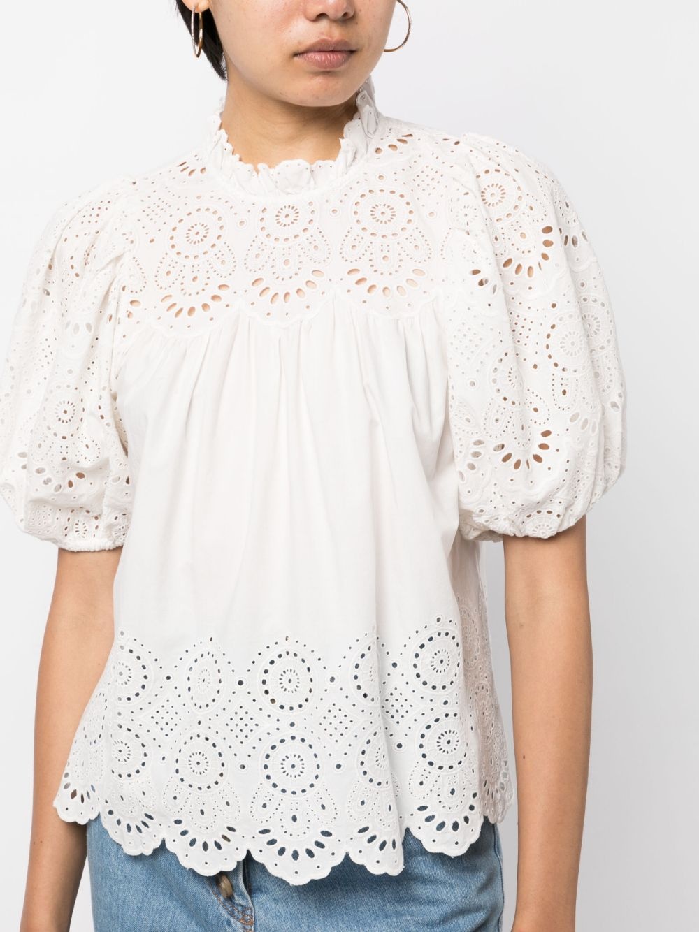 puff-sleeve cotton blouse - 5