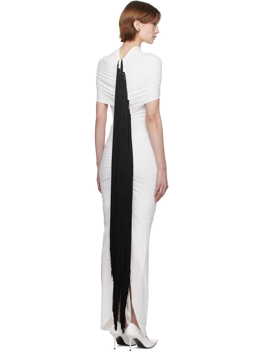 White 'The Fringed' Maxi Dress - 3