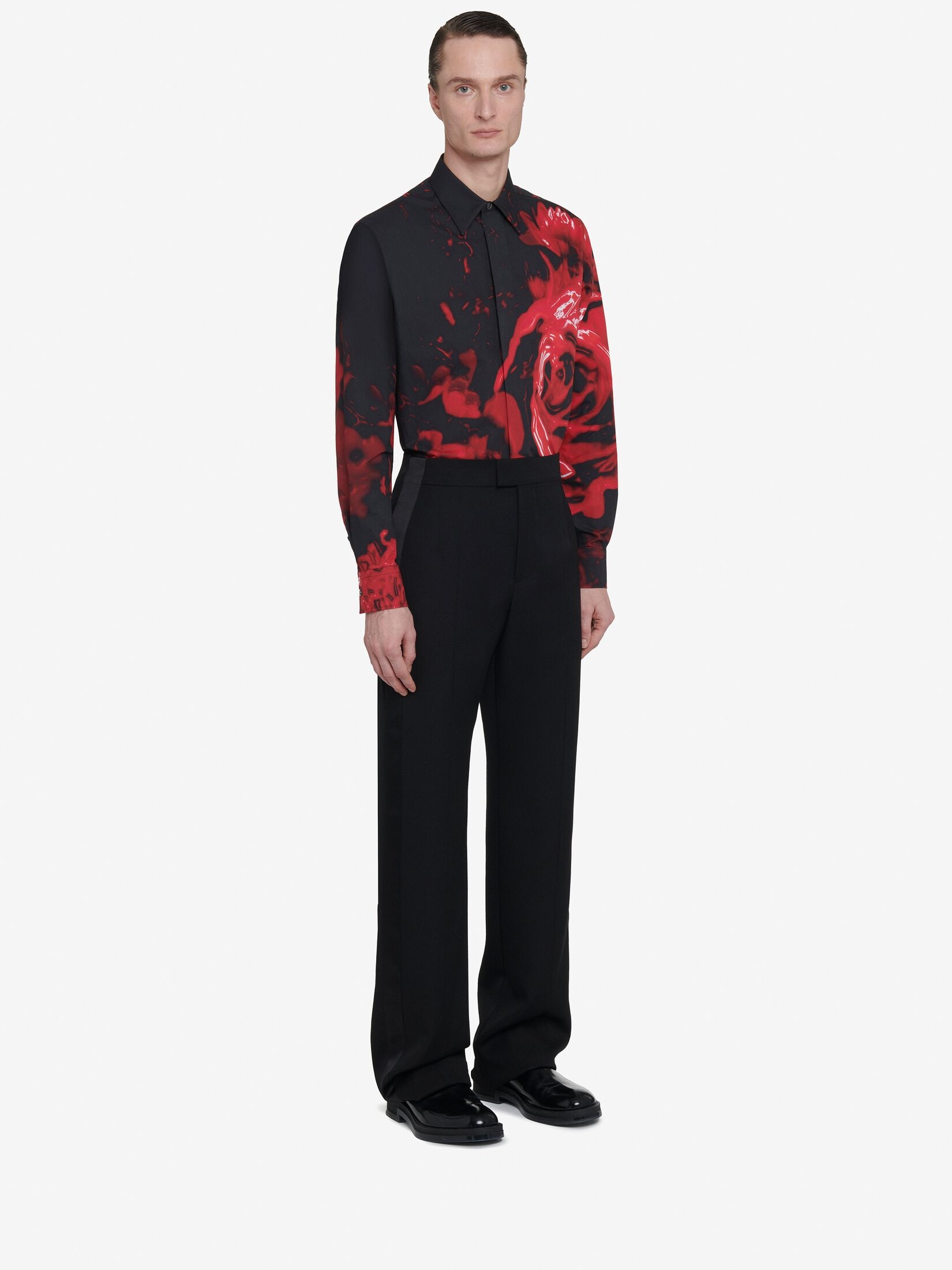 Men's Wax Flower Shirt in Black/red - 3