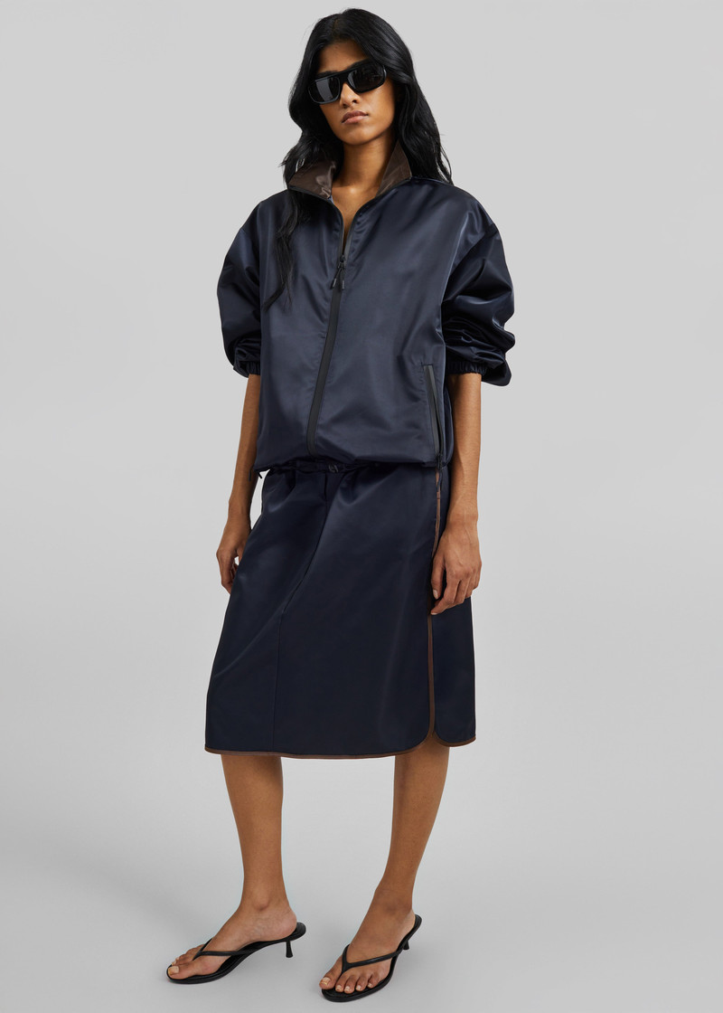 Munich Contrast Collar Zip-Up Jacket - Navy 6