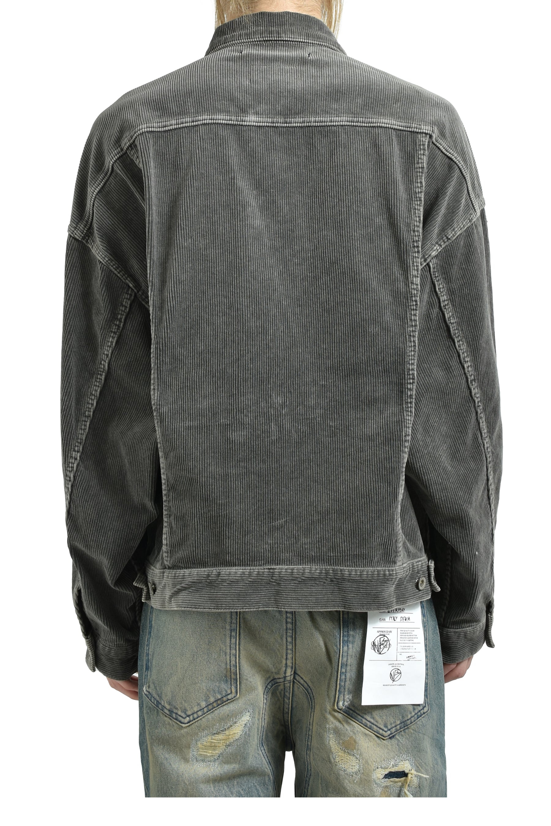 BONE APPLIQUE CORDUROY JACKET / GRY - 2