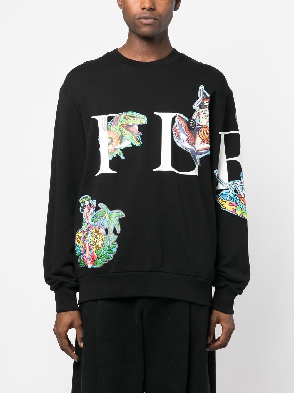 logo-print crew neck sweatshirt - 3