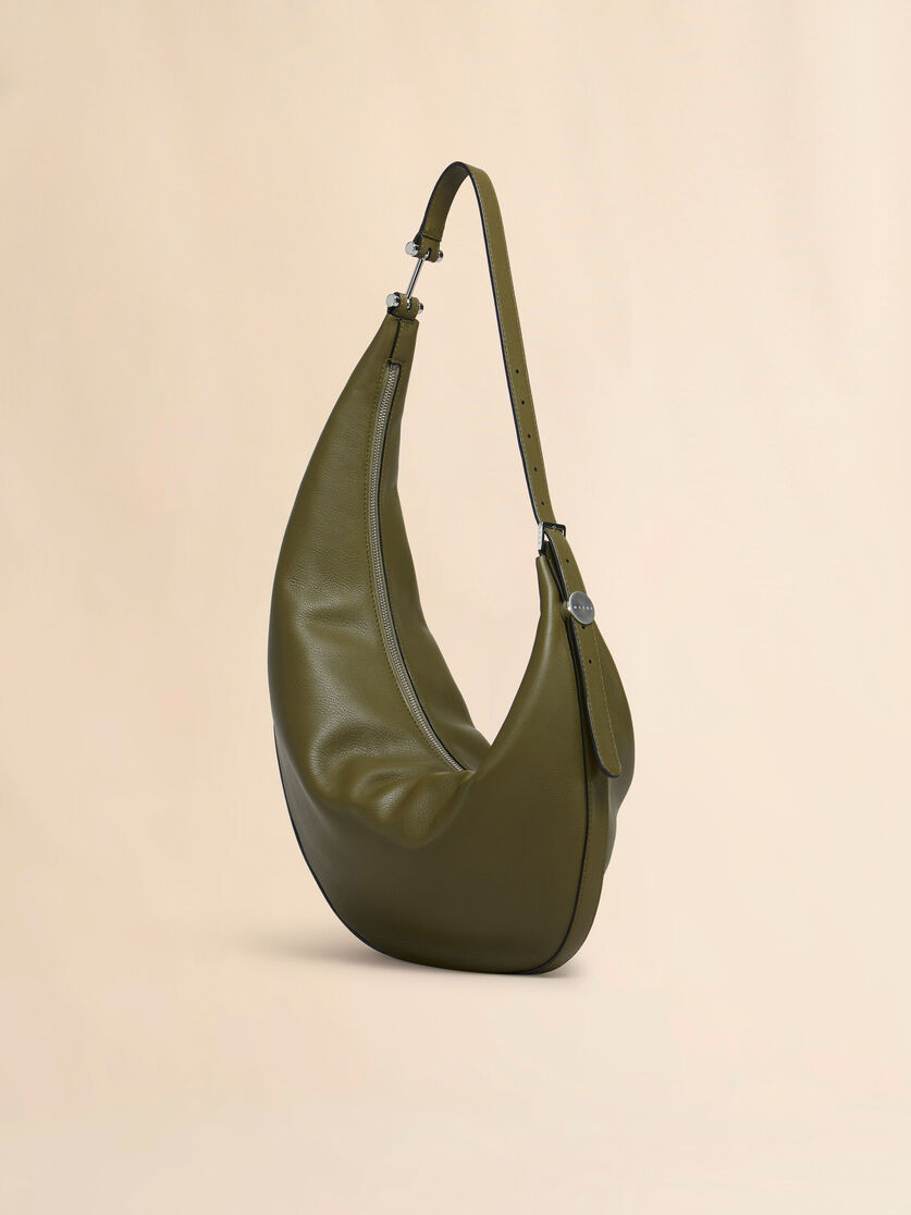DEEP GREEN LEATHER DOT SMALL HOBO BAG - 3