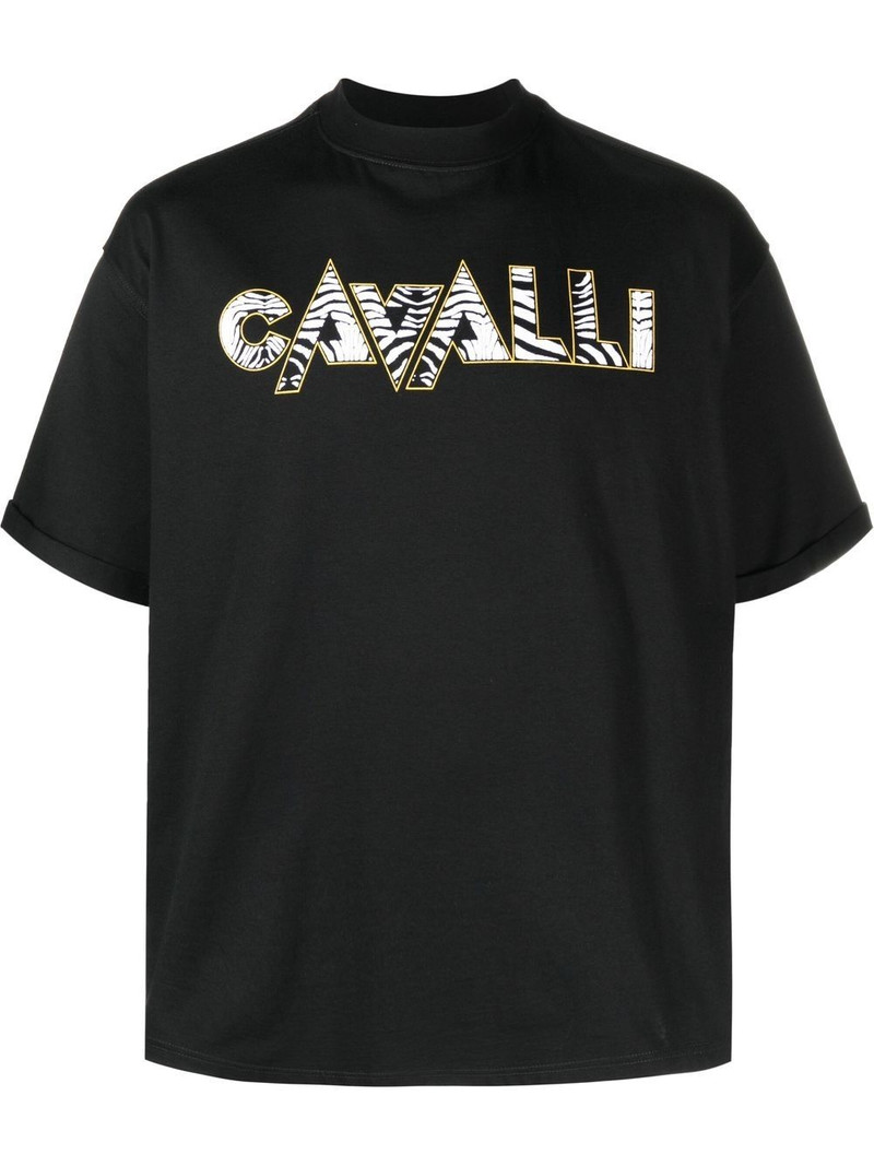 zebra-print logo T-shirt 1