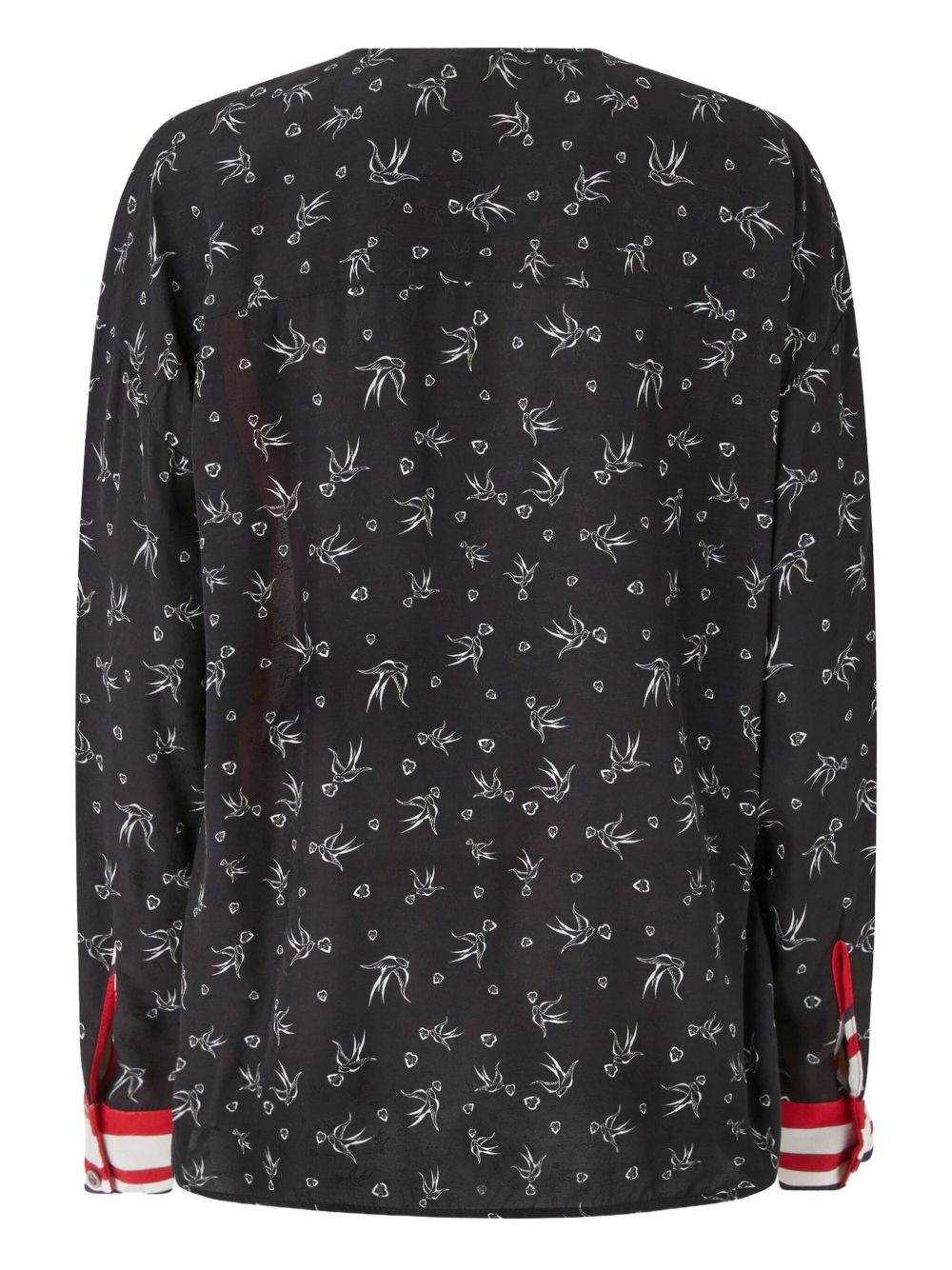 bird-print striped top - 2