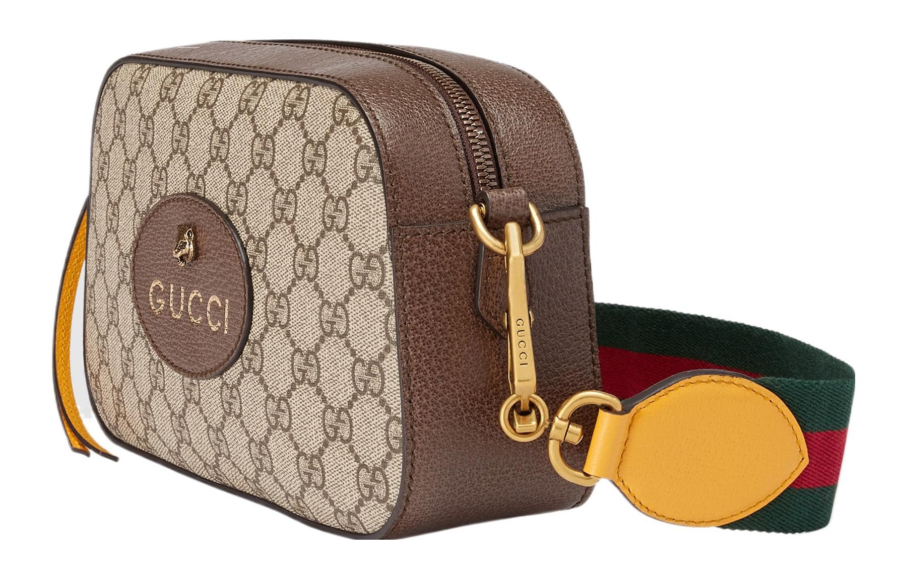Gucci Neo Vintage Metallic Tiger Head Logo Stripe Webbing Shoulder Messenger Bag Unisex / / Brown /  - 3