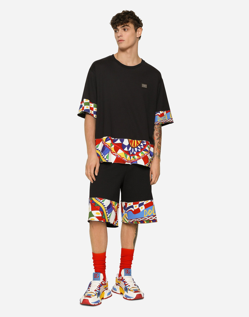 Dolce & Gabbana Jersey jogging shorts with printed trims outlook