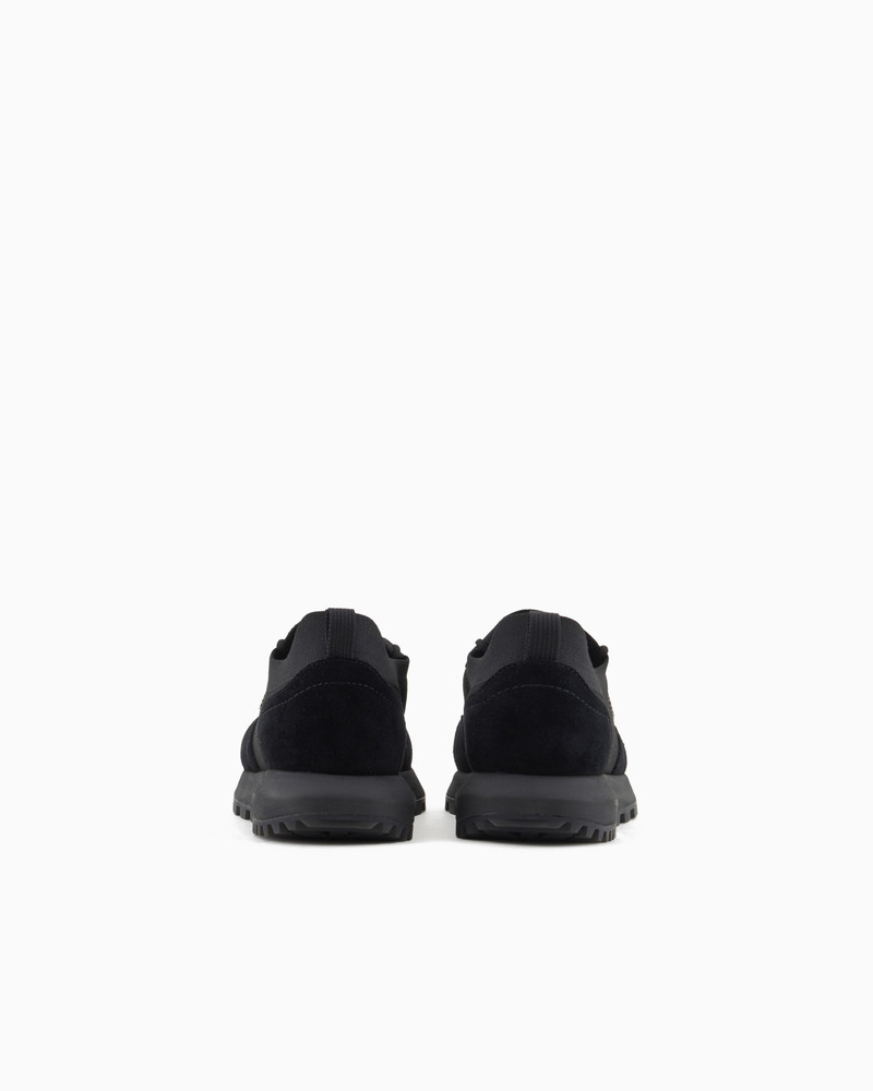 EMPORIO ARMANI Knit sneakers with suede details outlook