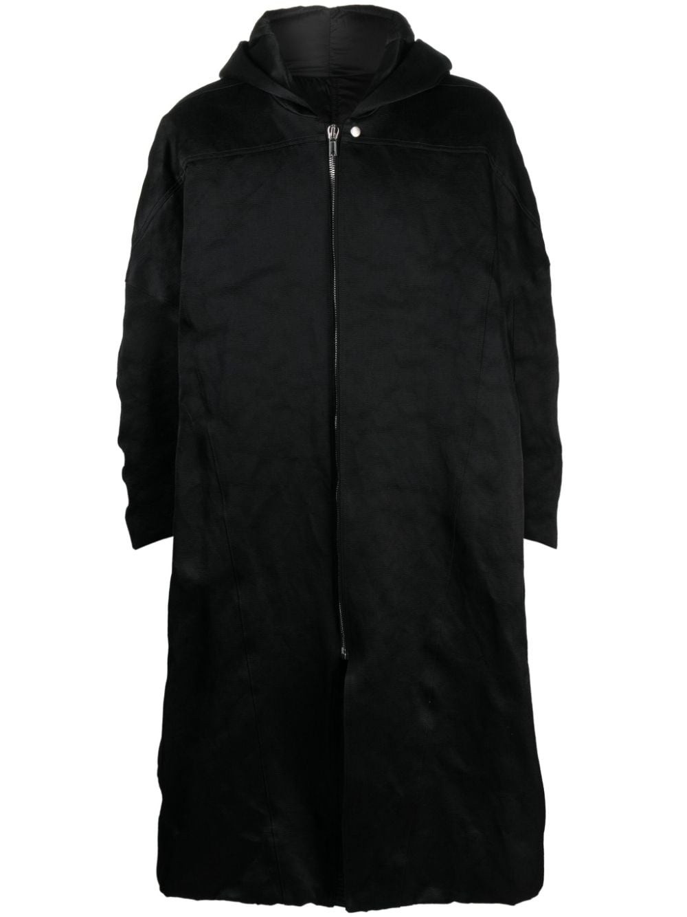 zip-up textured hooded coat - 1