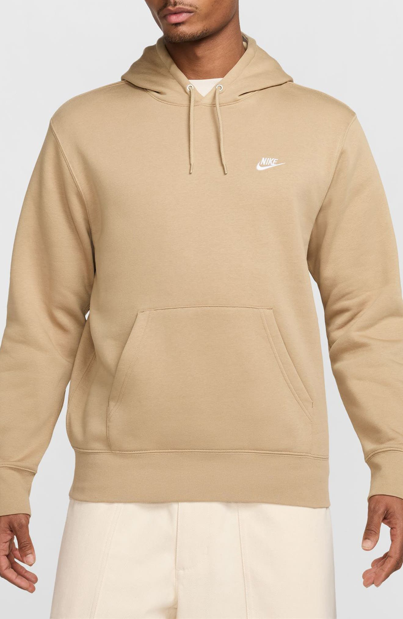 Nike Club Fleece Pullover Hoodie in Parachute Beige/White at Nordstrom - 1