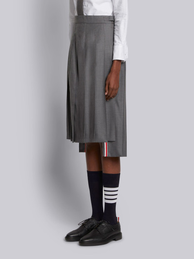 Thom Browne Medium Grey Super 120's Twill Dropped Back Below-the-knee Pleated Skirt outlook