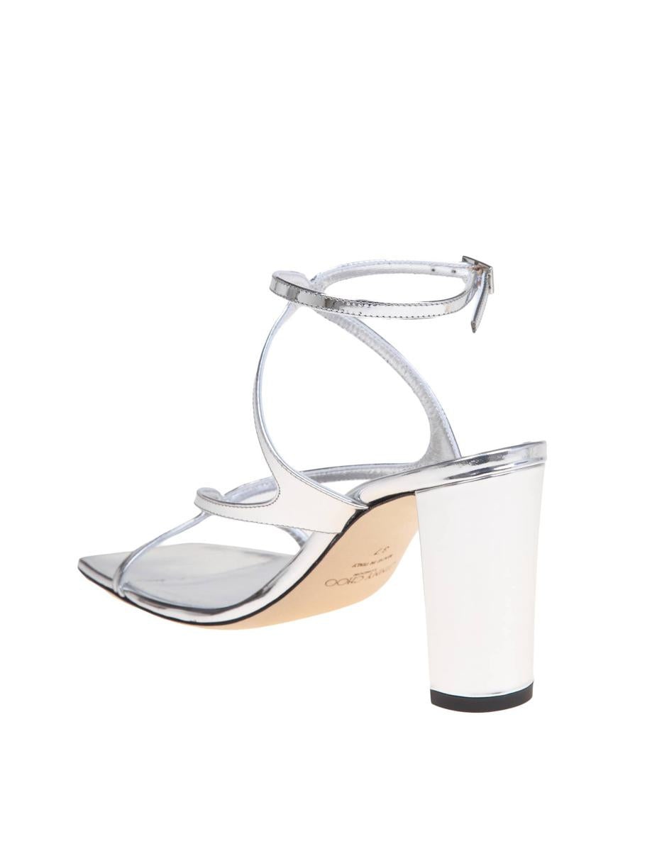 JIMMY CHOO MIRROR EFFECT LEATHER SANDALS - 4