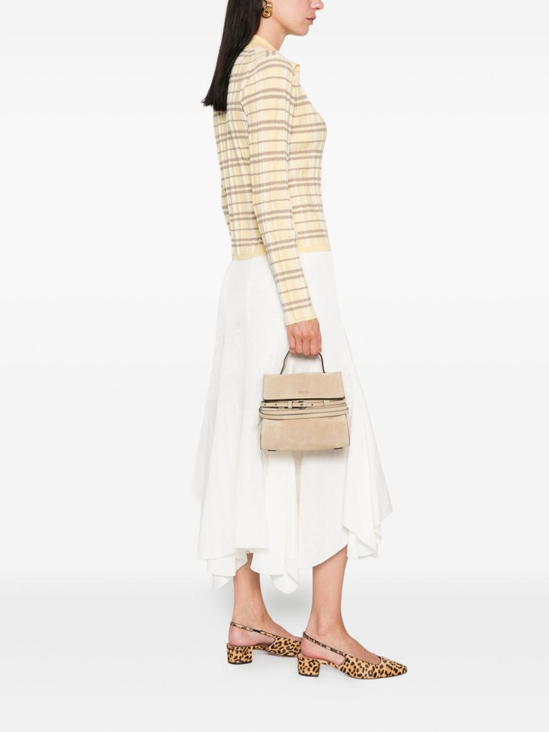 Moschino small Tie Me flap-closure suede tote bag outlook