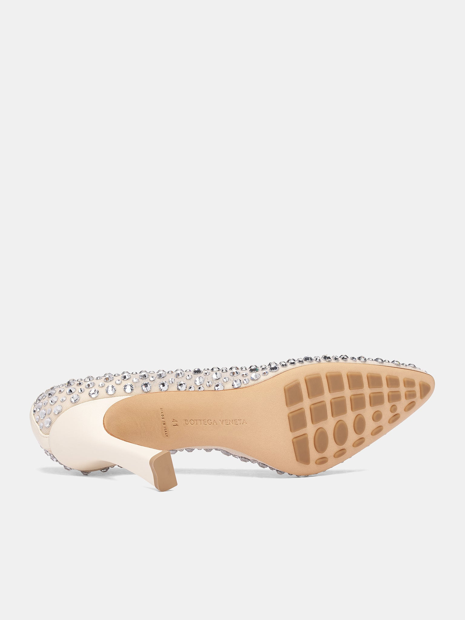 White Crystal Mesh Sofia Pumps - 6