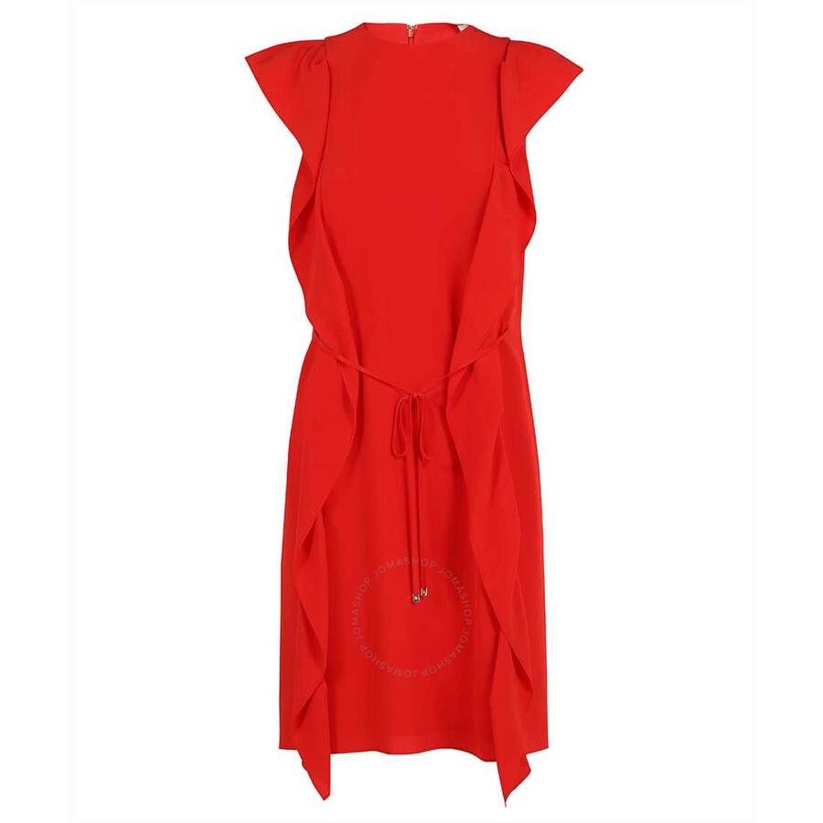 Burberry Ladies Bright Red Silk Crepe De Chine Dress - 1