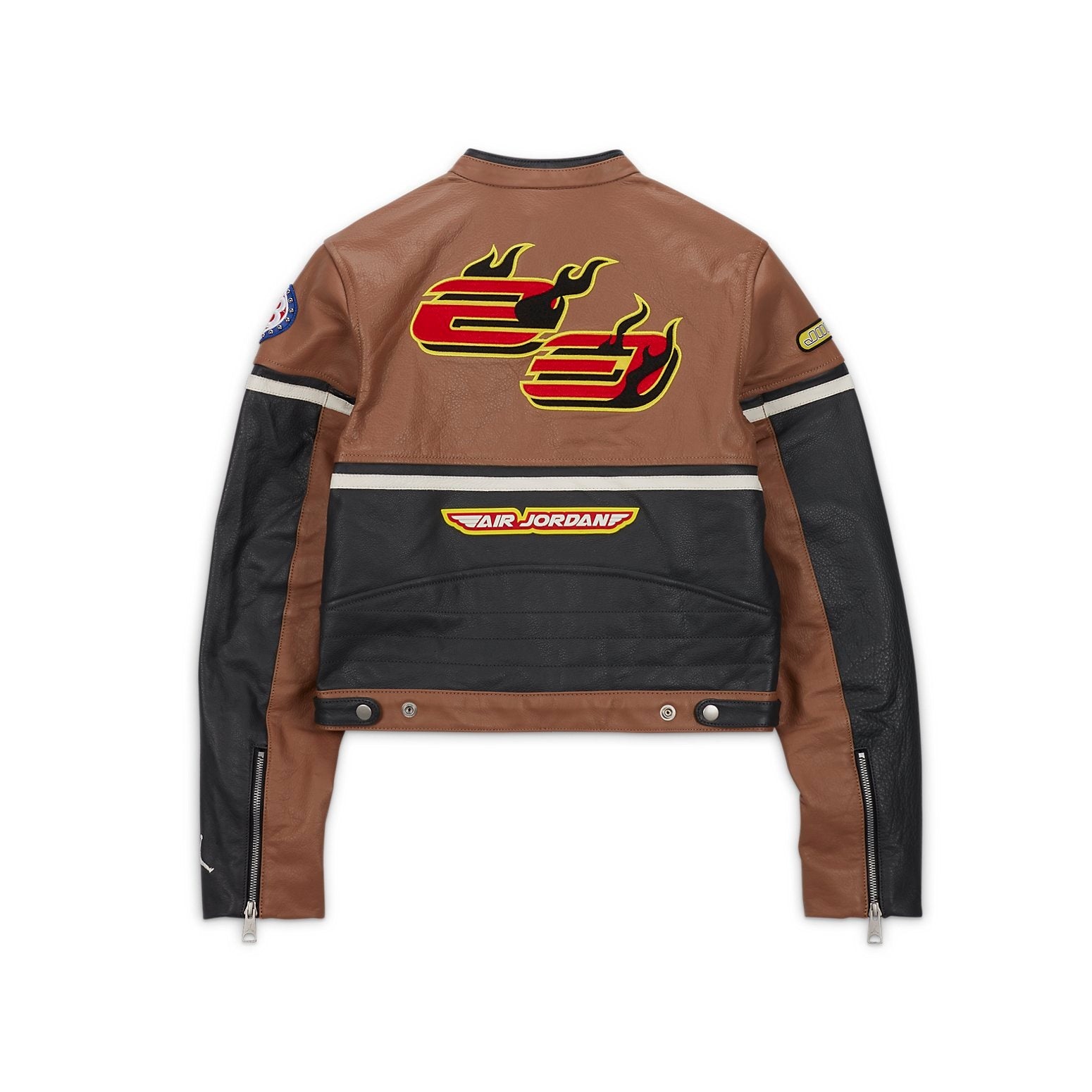 (WMNS) Air Jordan x Travis Scott Leather Moto Jacket 'Archaeo Brown' DX6168-256 - 2