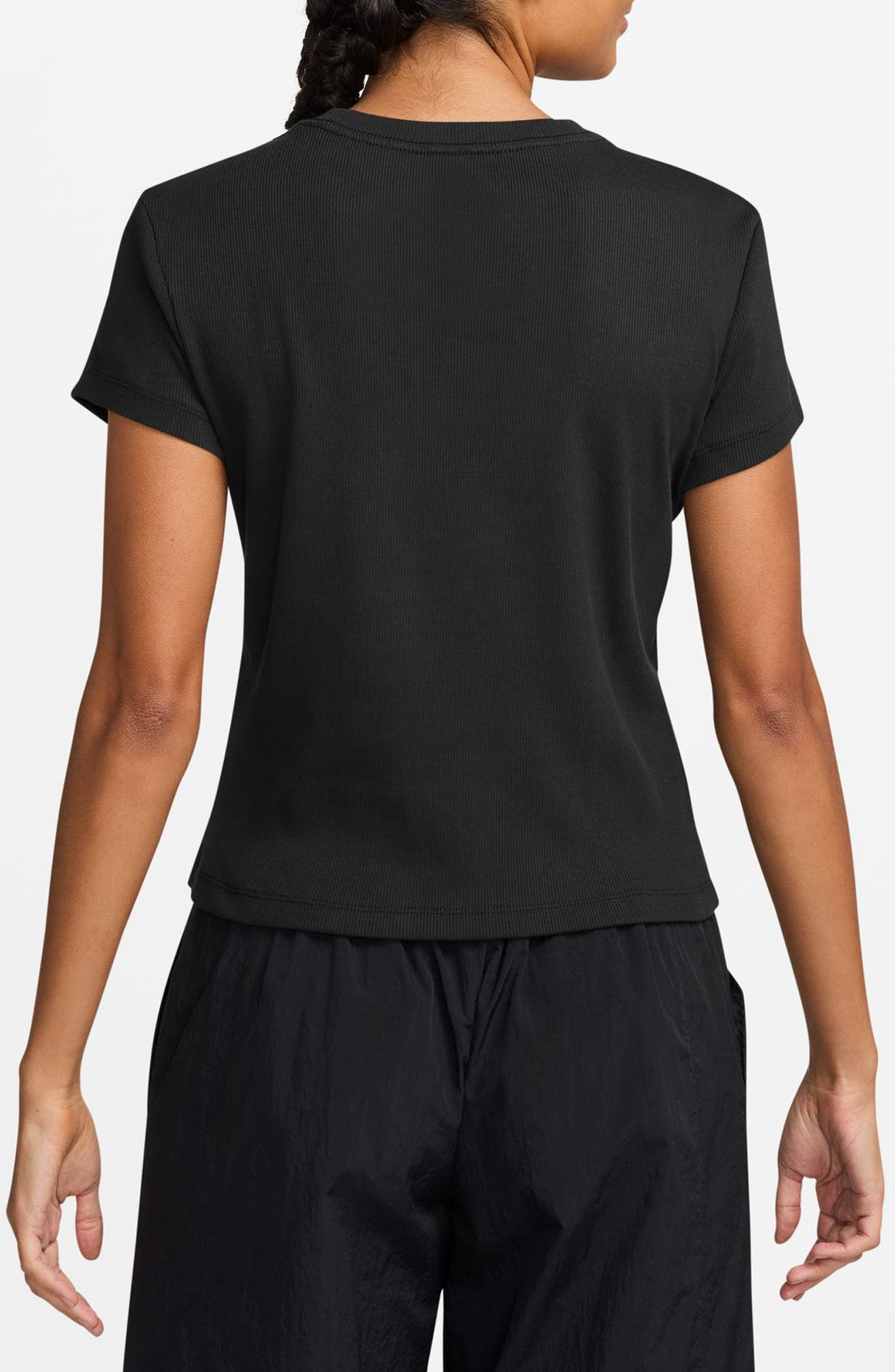 Nike Sportswear Rib Cotton Blend T-Shirt in Black at Nordstrom - 2