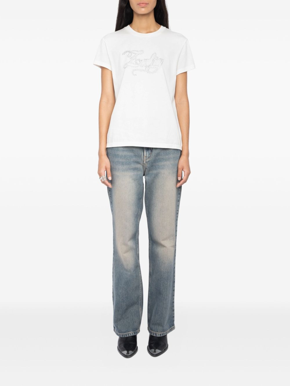 crystal-embellished logo T-shirt - 2