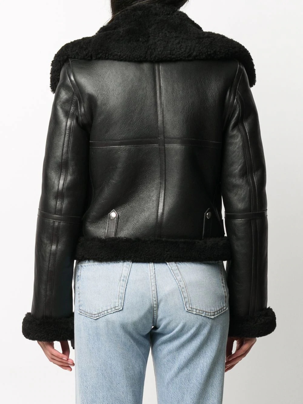 shearling leather flight jacket - 4