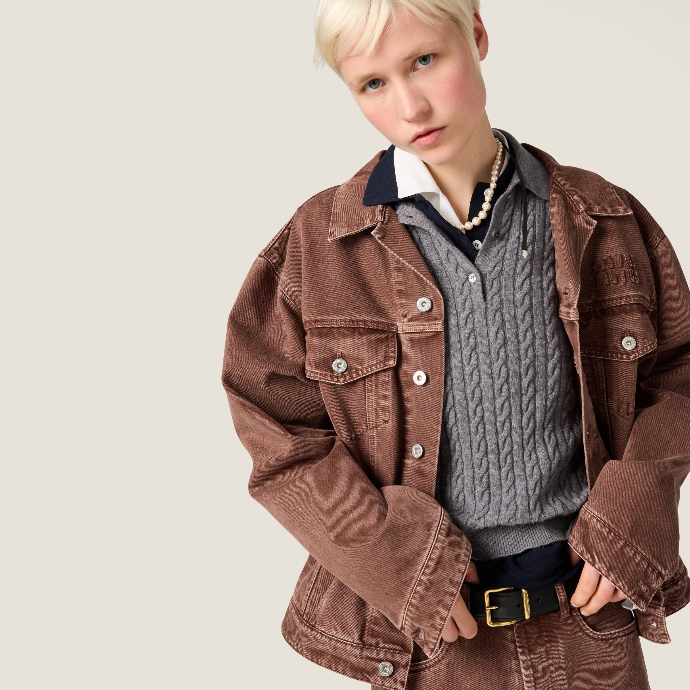 Garment-dyed denim blouson - 5
