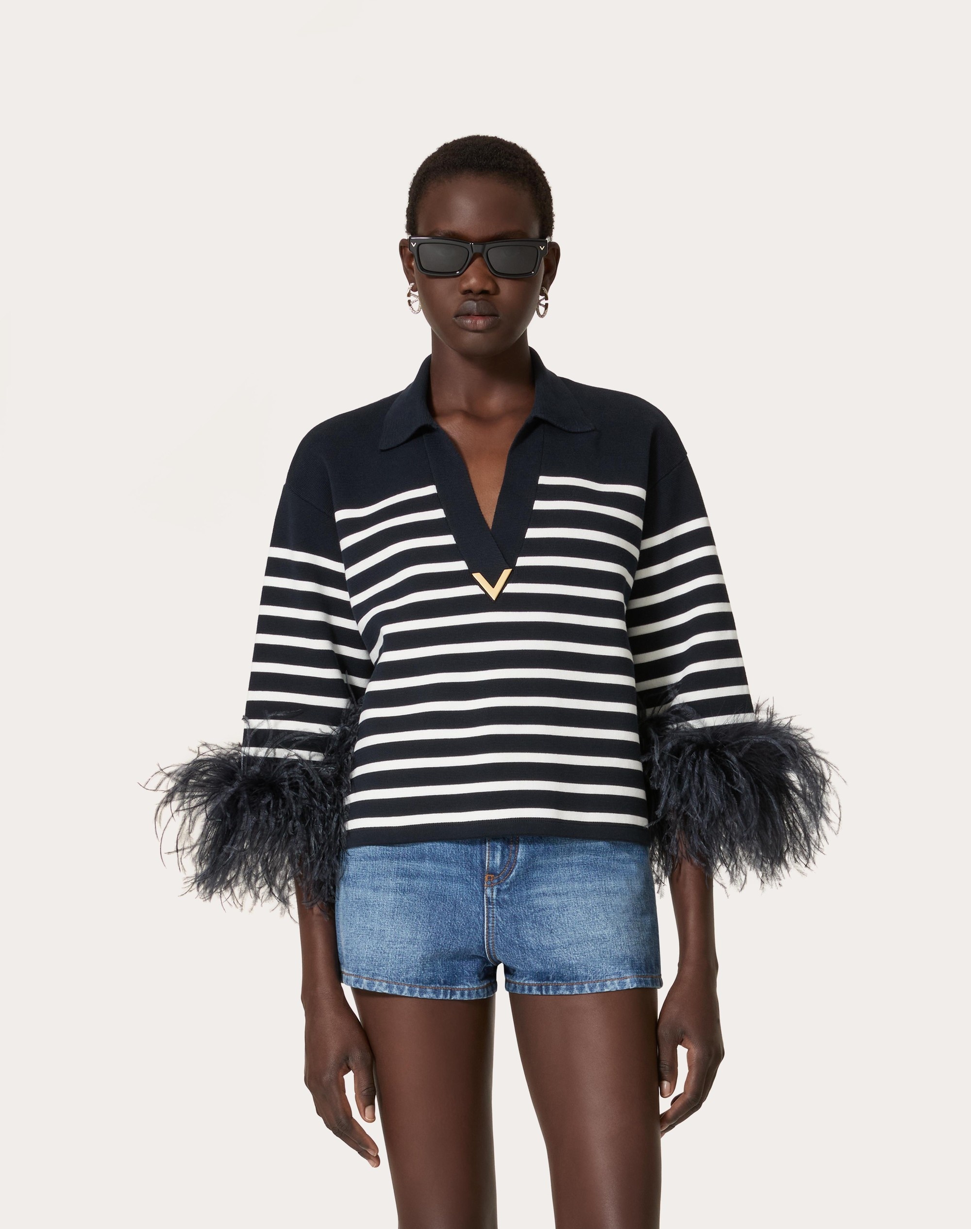 COTTON SWEATER WITH FEATHERS - 3