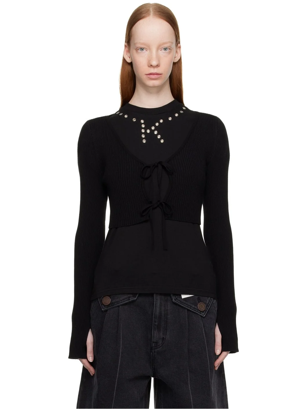 Black Cropped Cardigan - 1