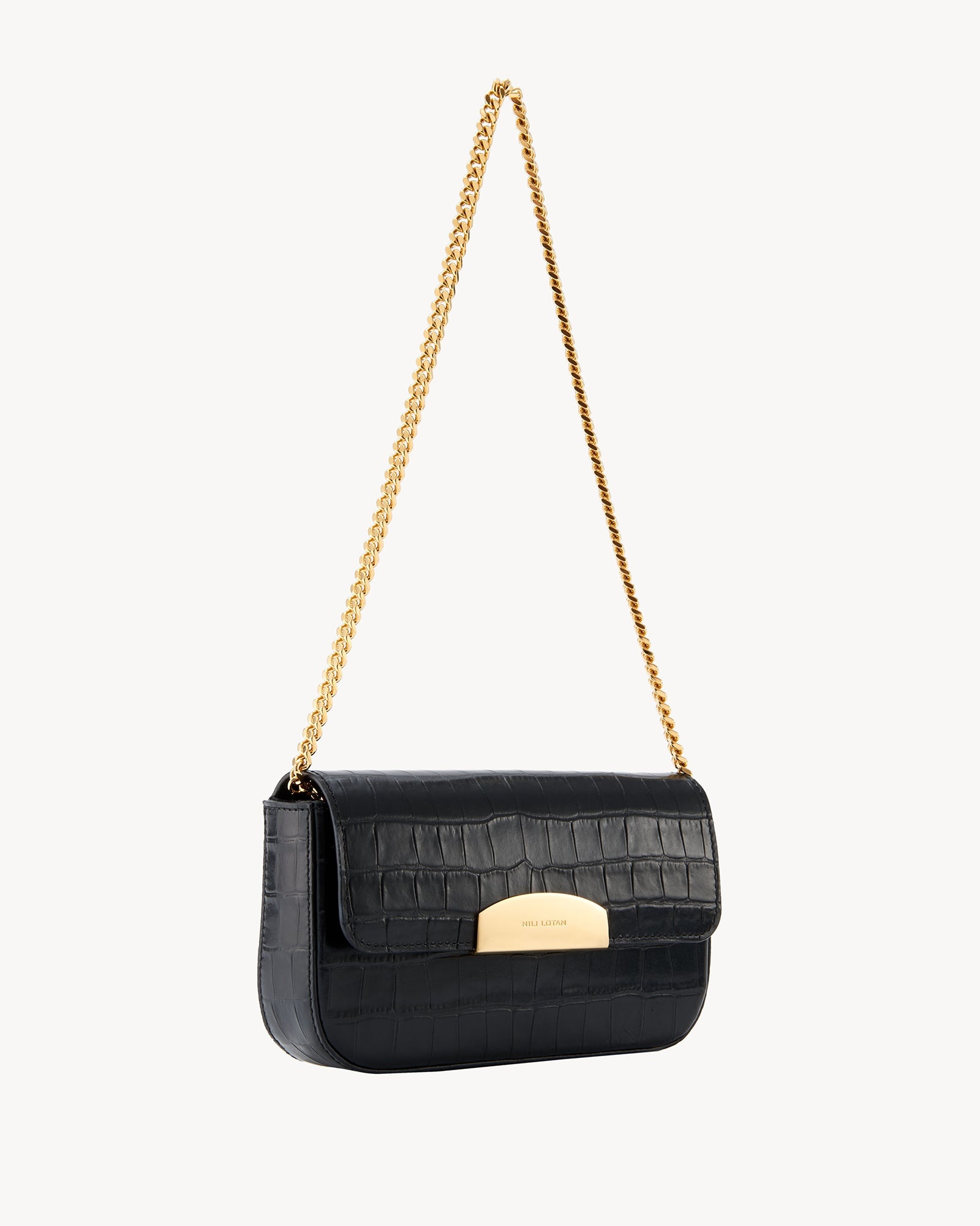 LE MIA EMBOSSED CROC CHAIN BAG - 3