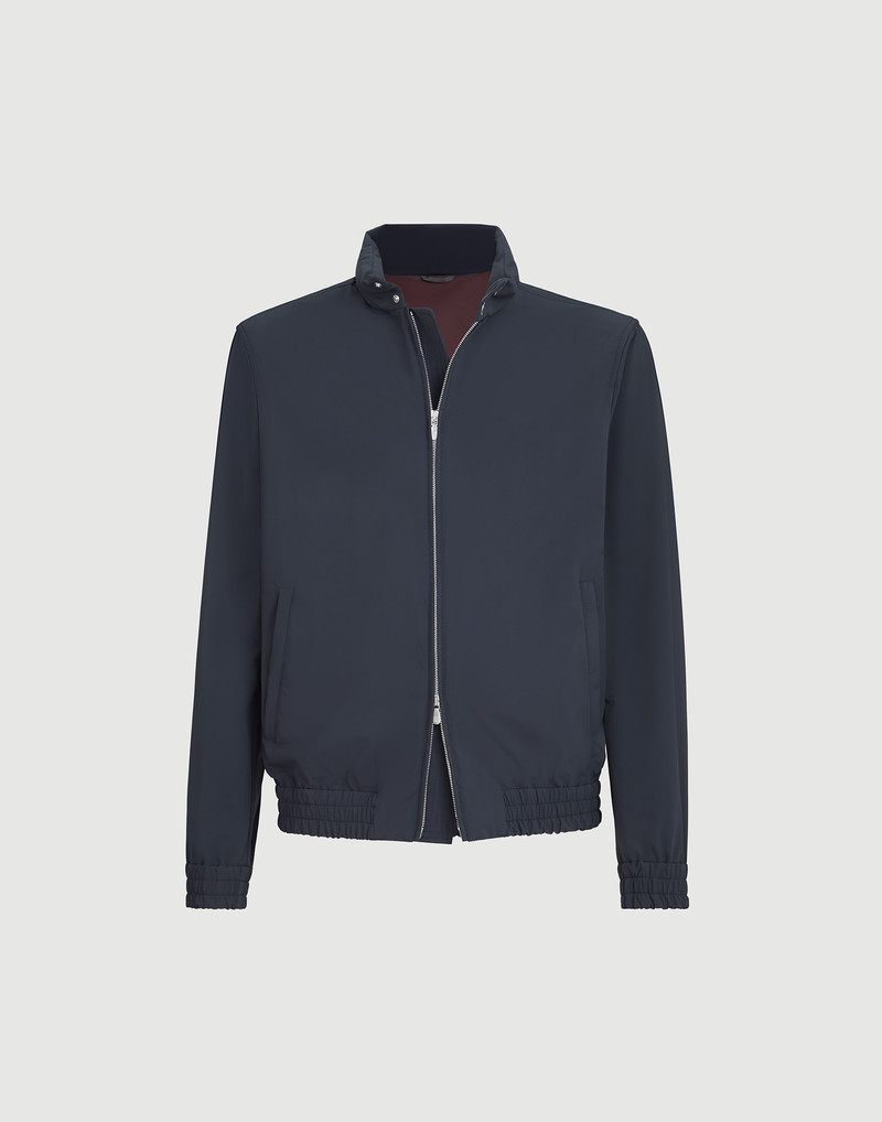 Bonded nylon outerwear jacket with packable hood 1