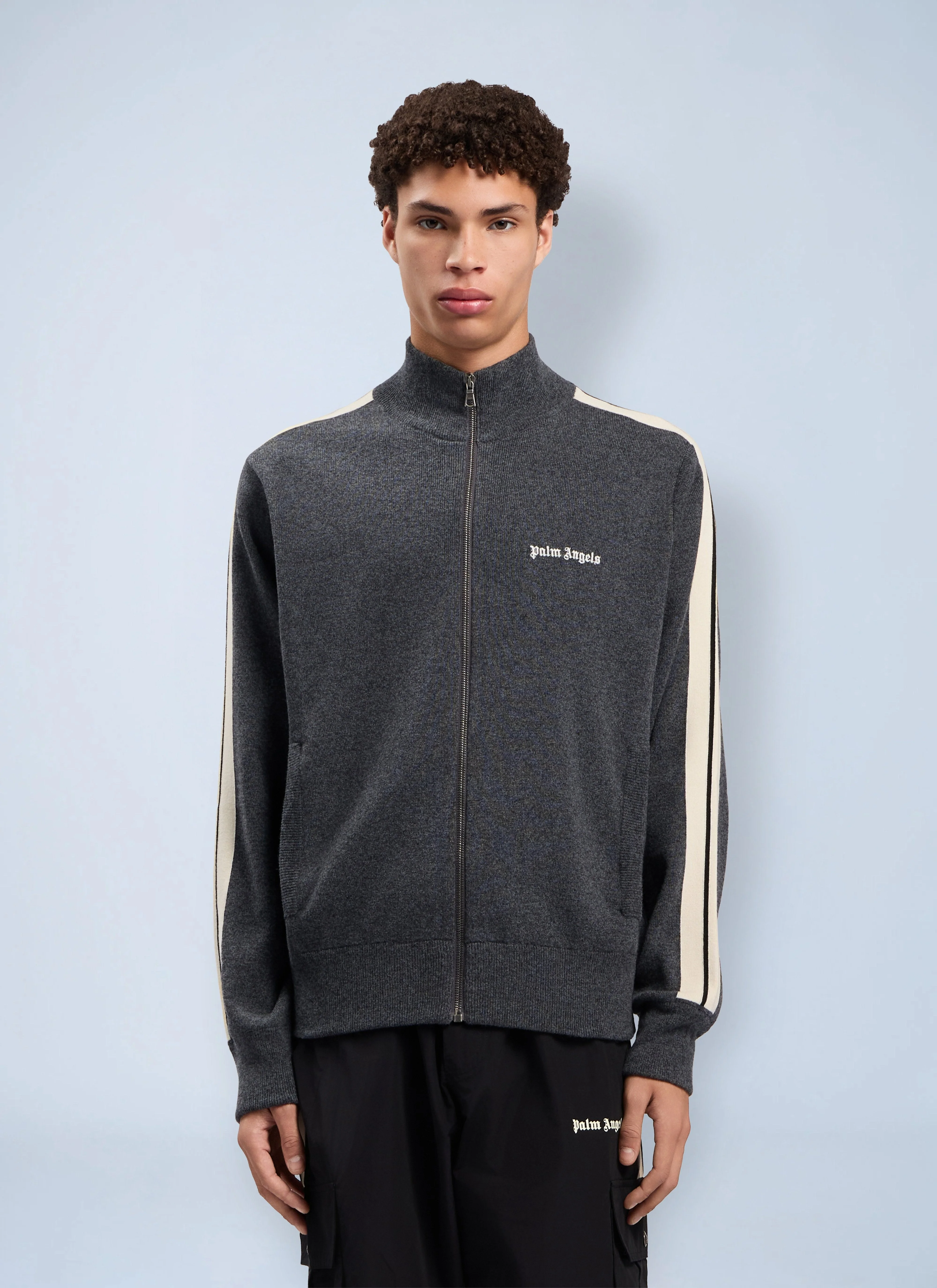 Palm Angels Men Classic Logo Knit Track Jacket - 1