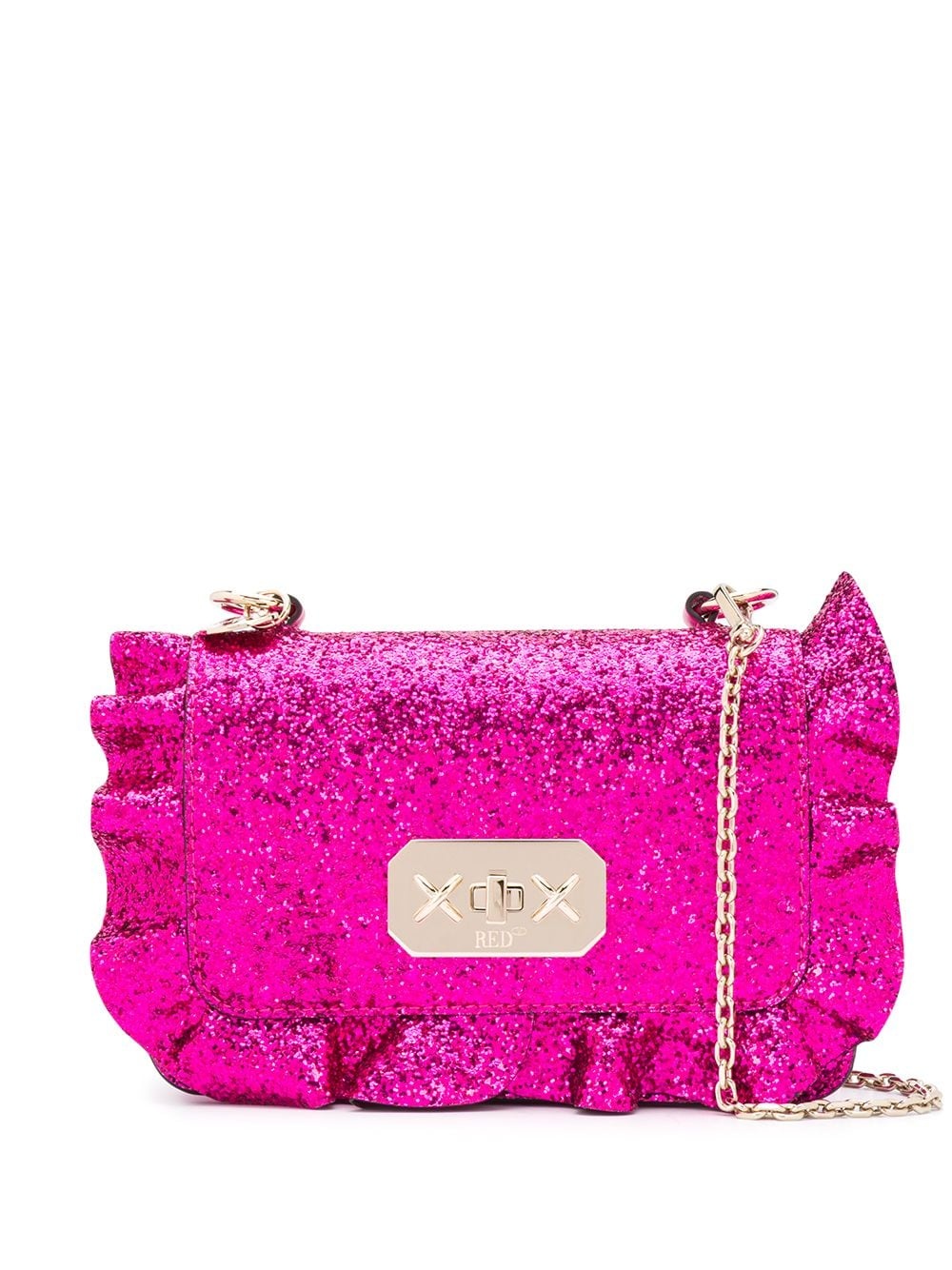 ruffle-detailed glitter crossbody bag - 1