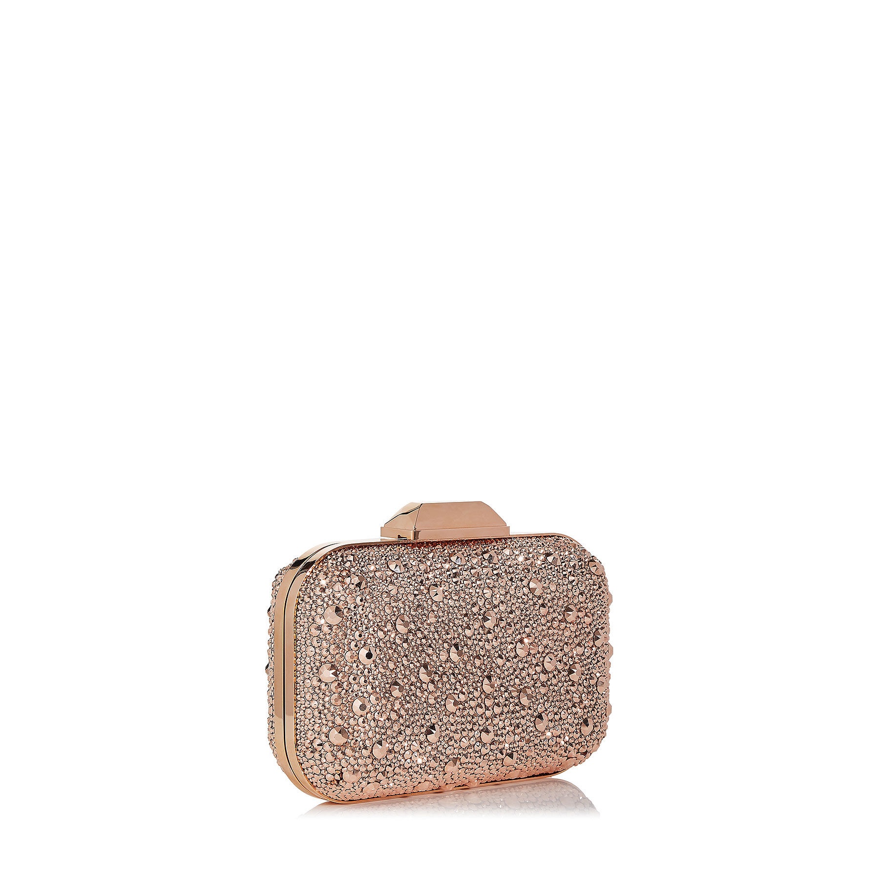 JIMMY CHOO Cloud Rose Gold Crystal Covered Clutch Bag | REVERSIBLE