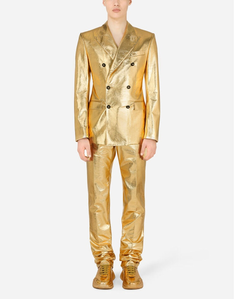 Double-breasted Sicilia suit in laminated fabric 1
