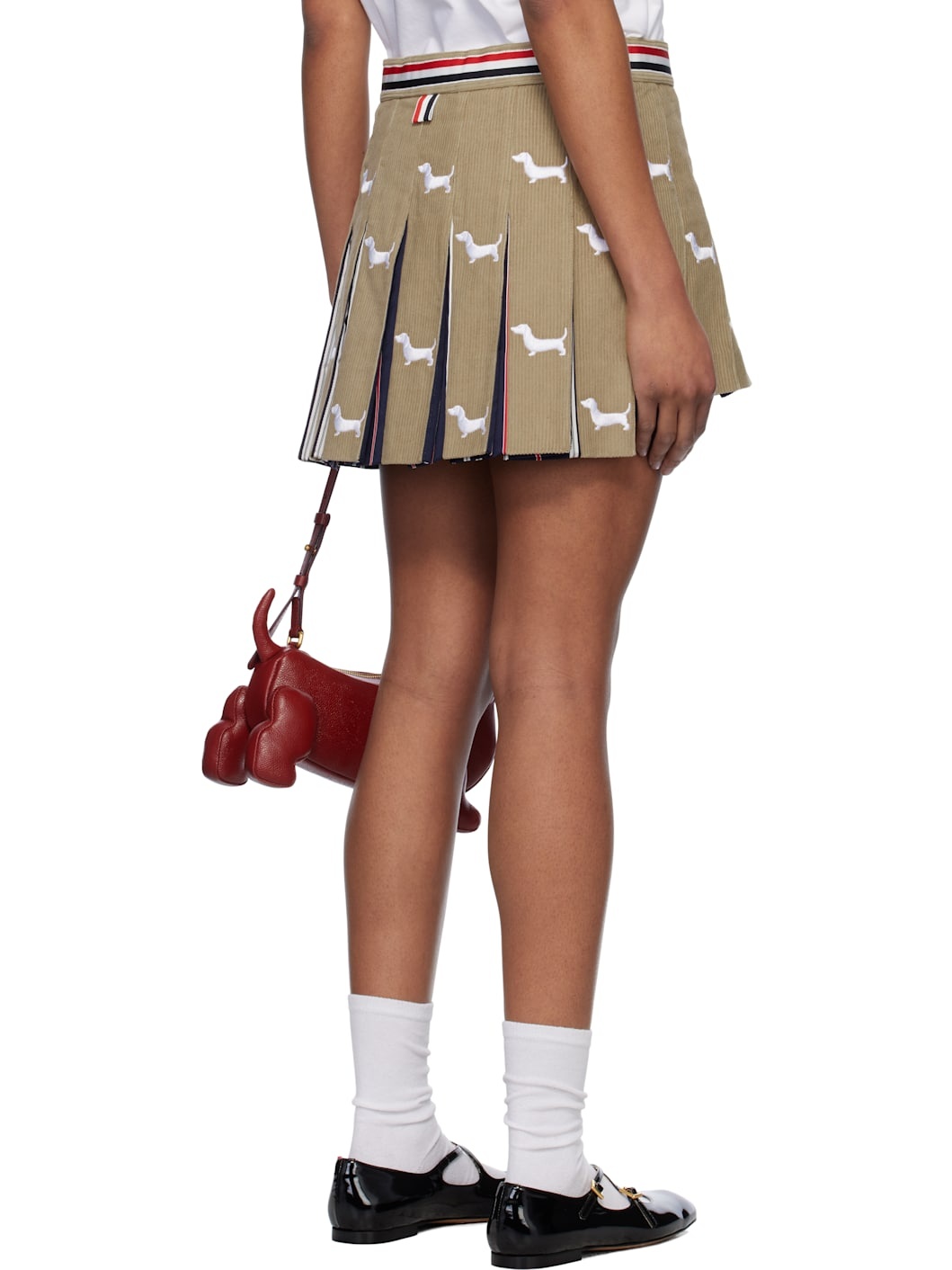 Khaki Button Front Pleated Hector Miniskirt - 3