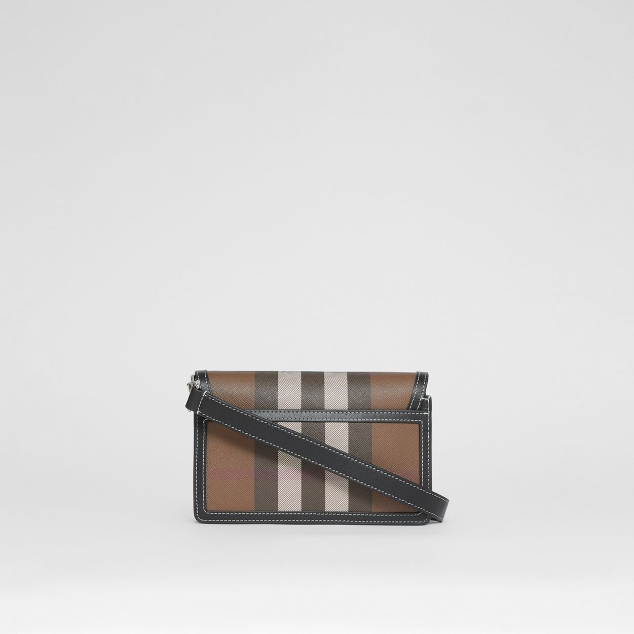 Check and Leather Crossbody Bag - 10