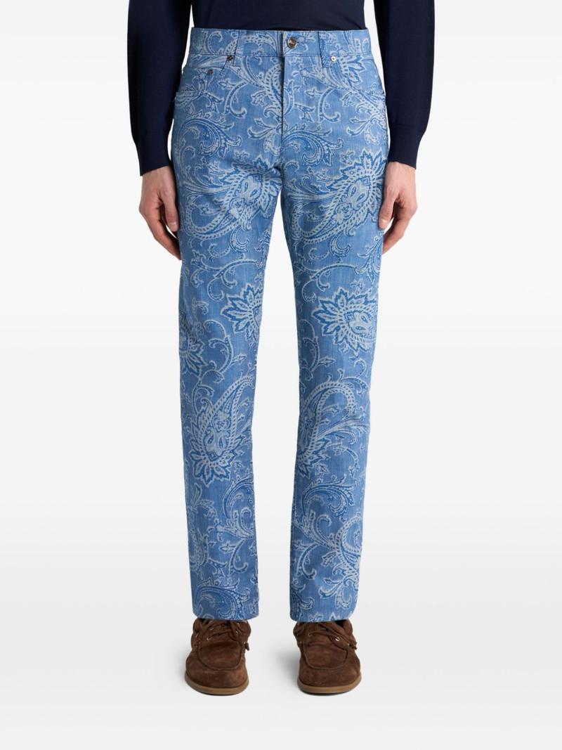 Etro jacquard paisley denim jeans outlook