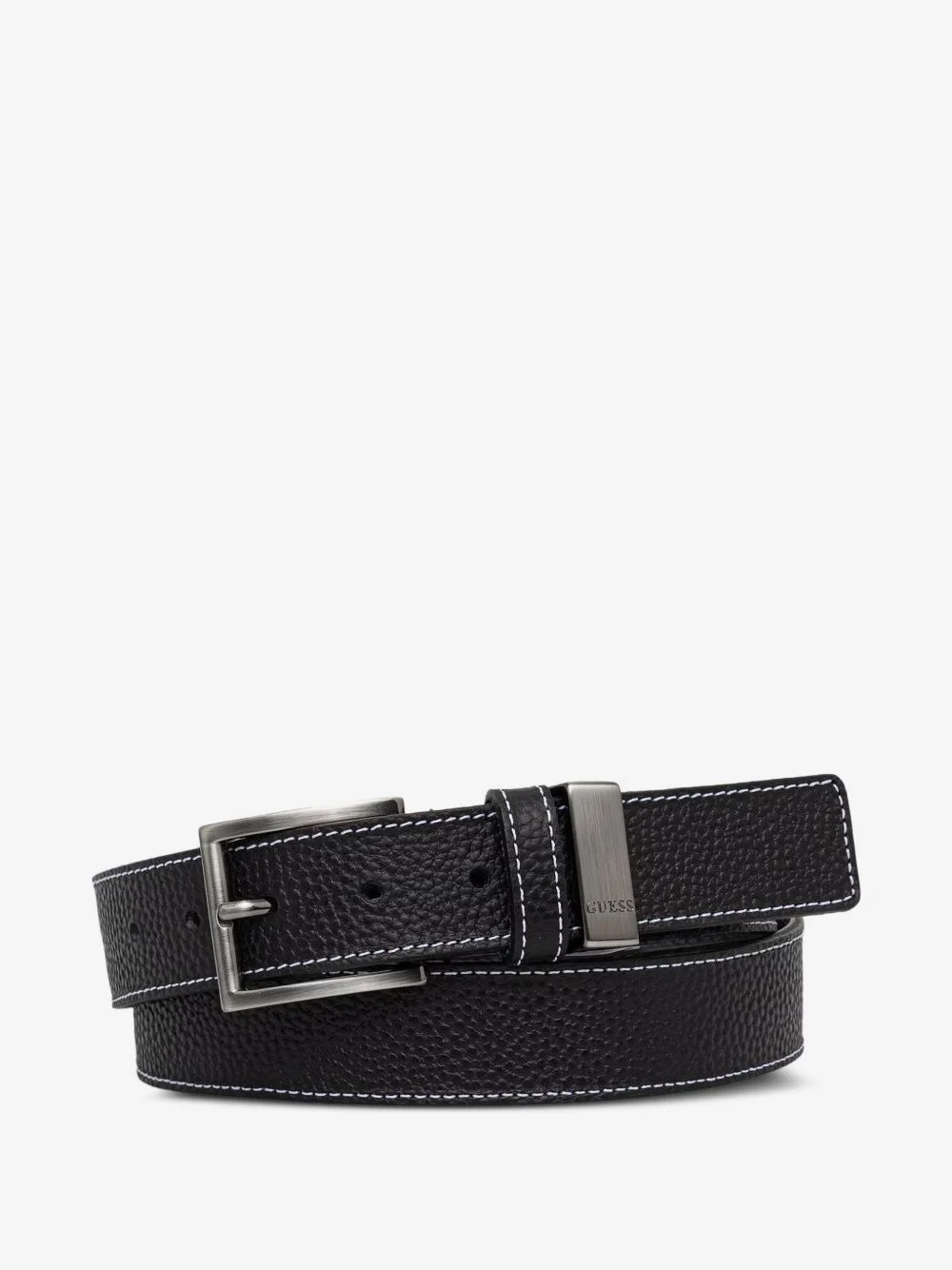 pebbled contrast-stitch belt - 1
