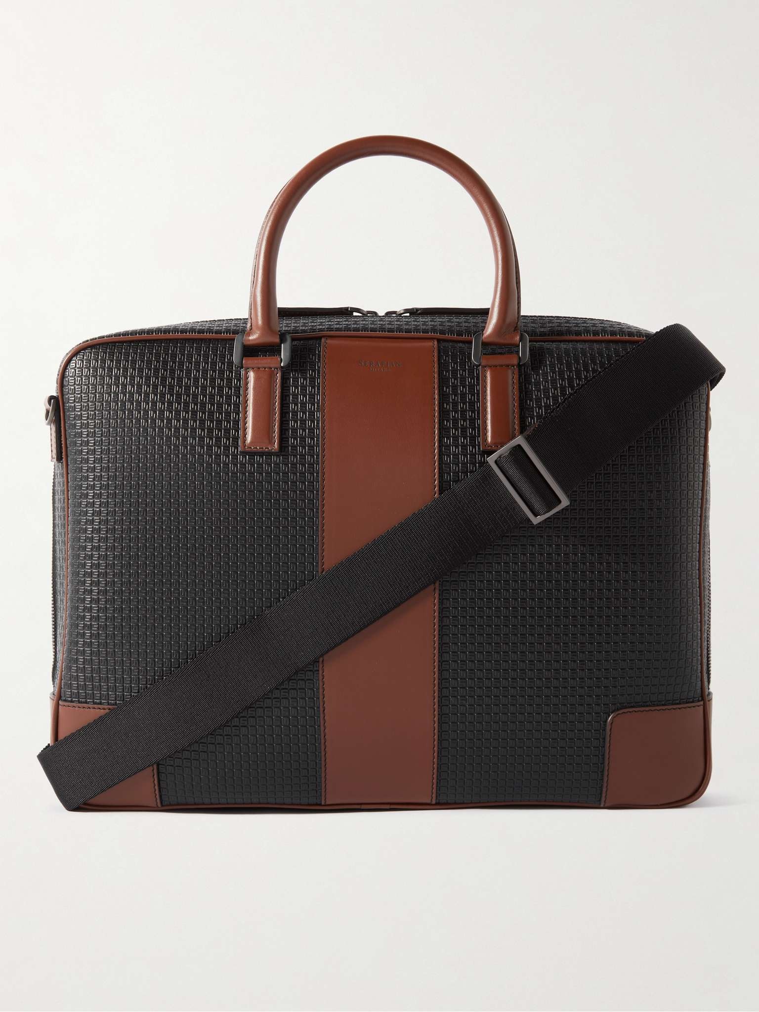 Stepan Leather-Trimmed Monogrammed Coated-Canvas Briefcase - 1