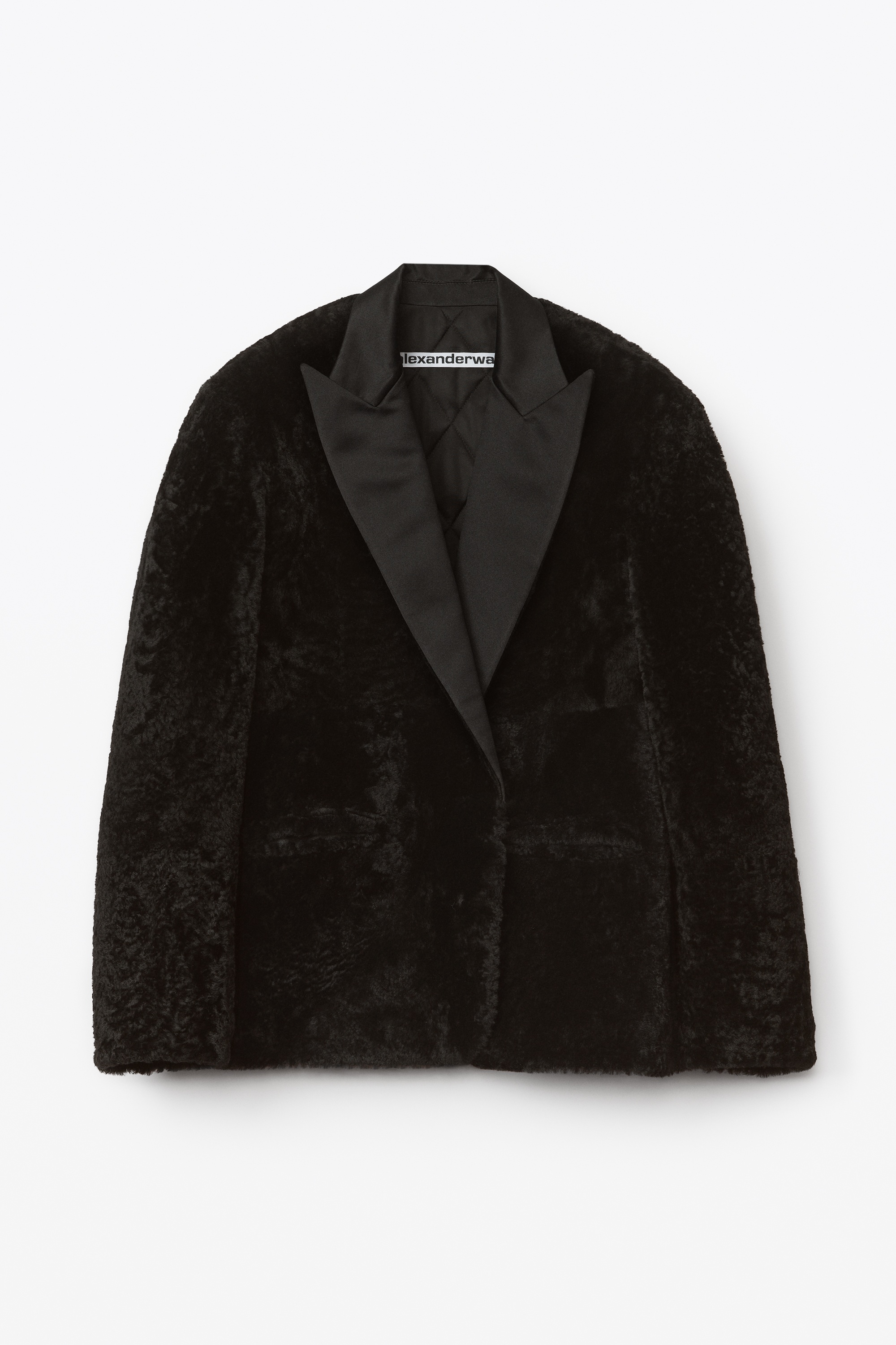 tuxedo coat in short curly shearling - 1