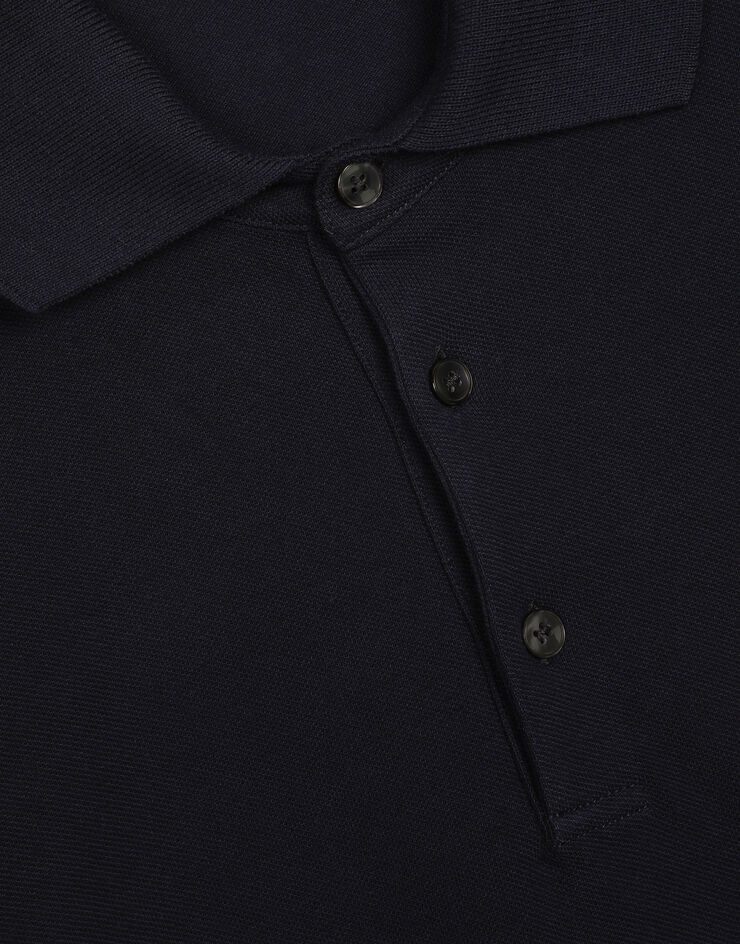 Cotton piqué polo-shirt with branded tag - 5
