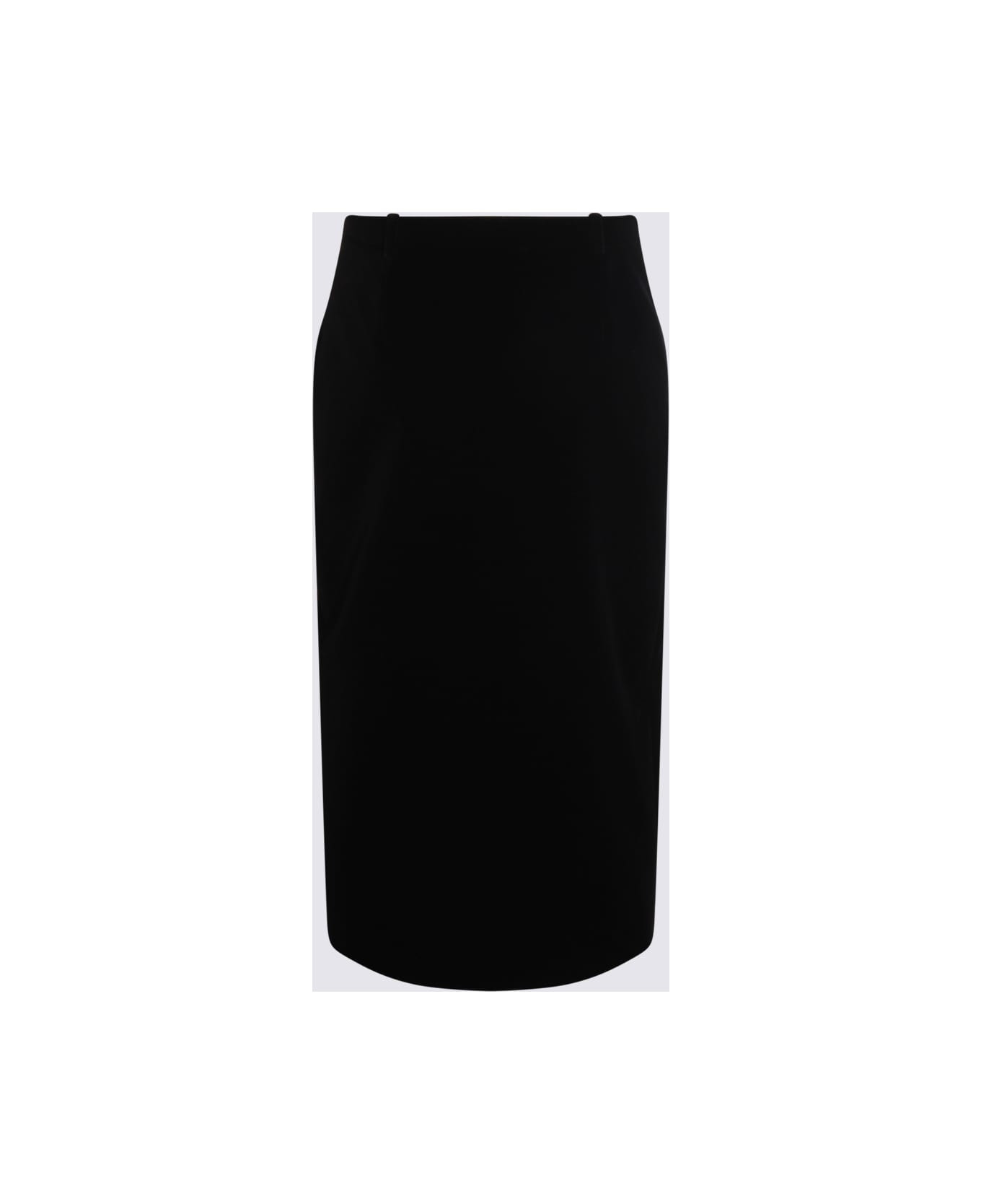 Black Cotton Midi Skirt - 2