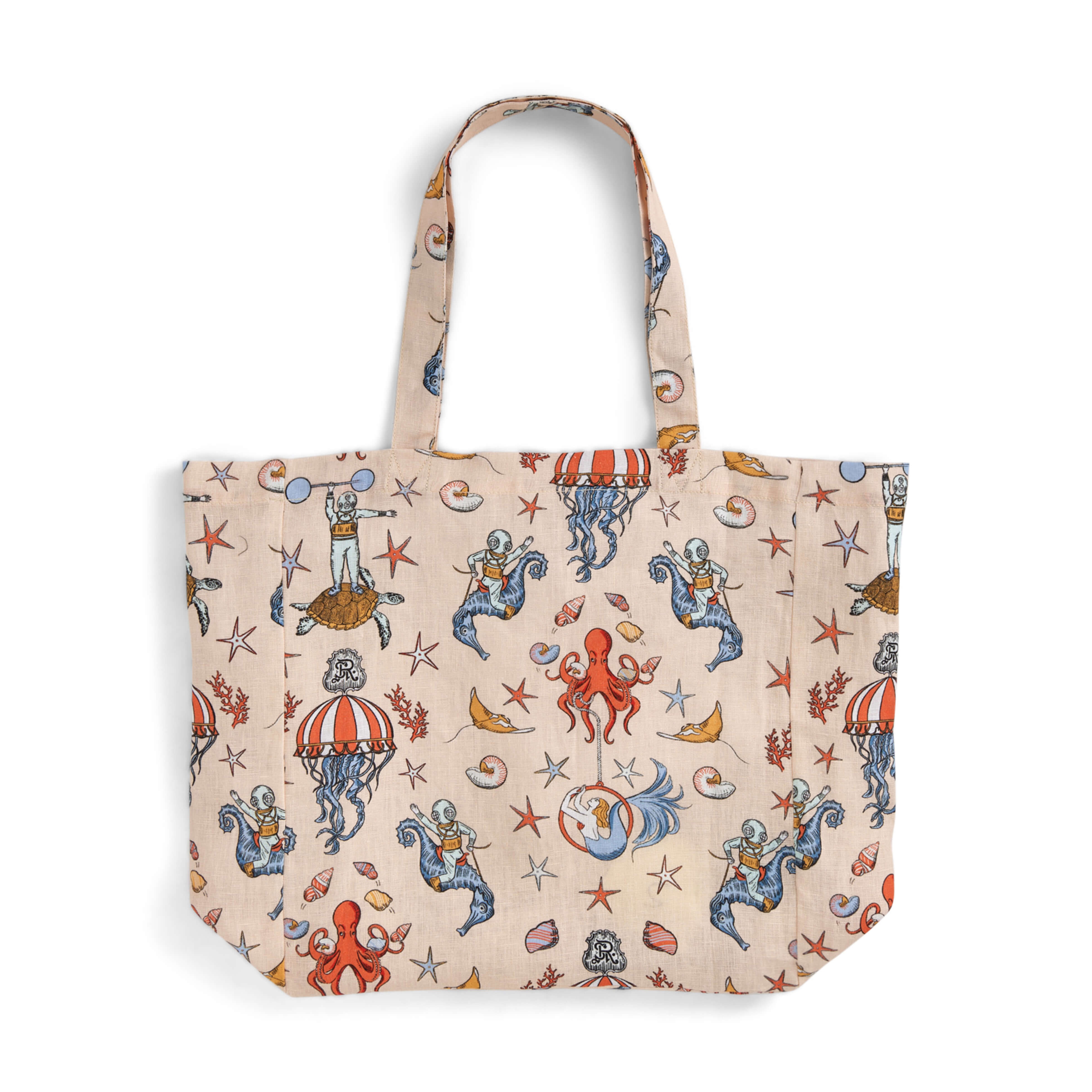 Linen Tote Bag Aqua Circus - Vilebrequin for St. Regis - 2