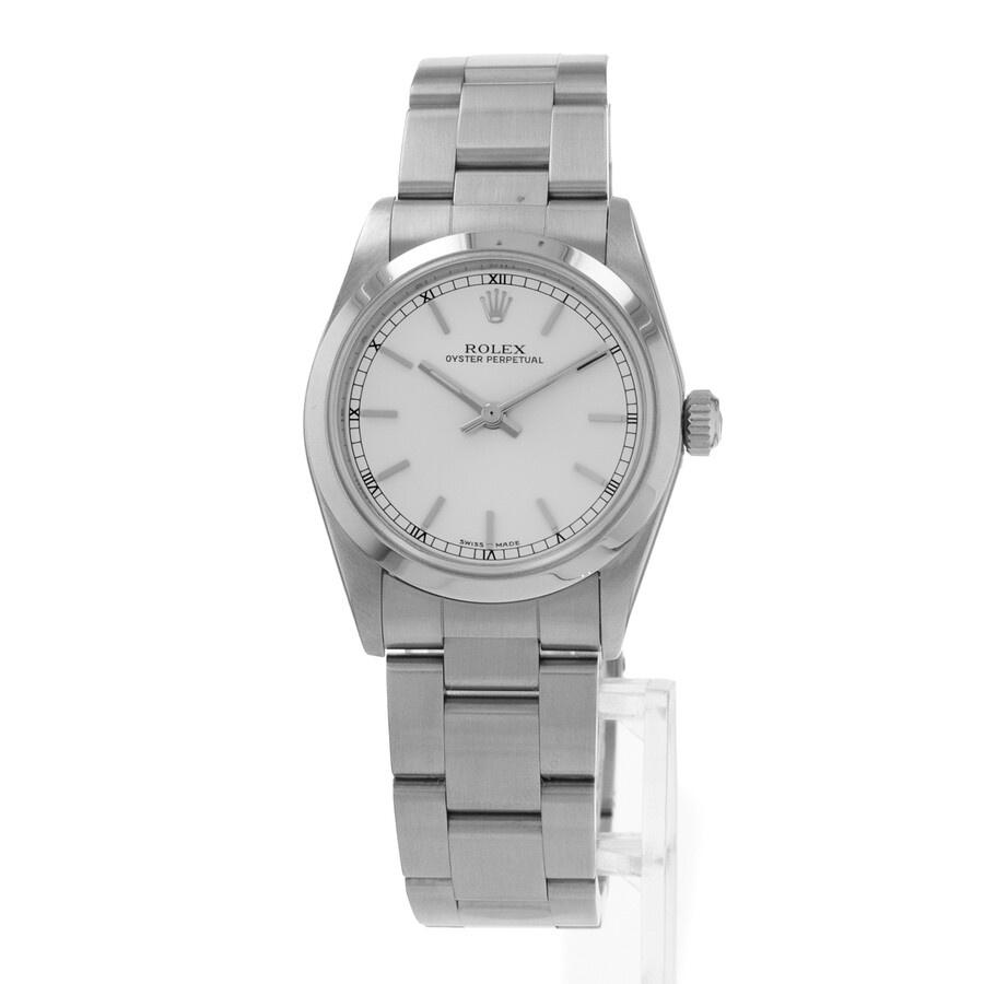 Pre-owned Rolex Oyster Perpetual 31 Automatic Silver Dial Ladies Watch 77080 SSO - 3