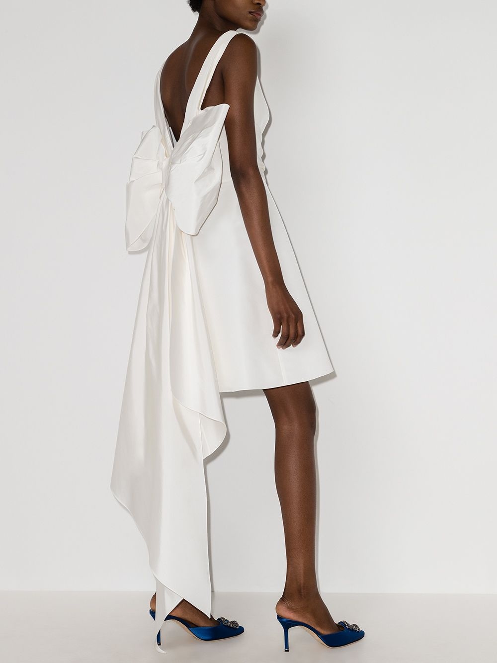 oversize-bow silk mini dress - 4