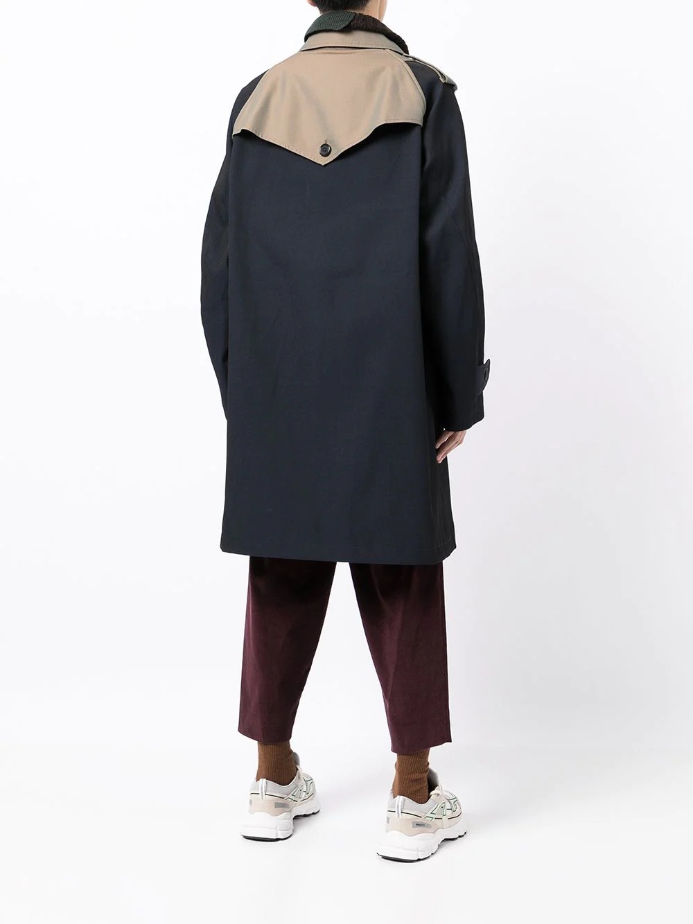 asymmetric colour-blocked button-up coat - 4