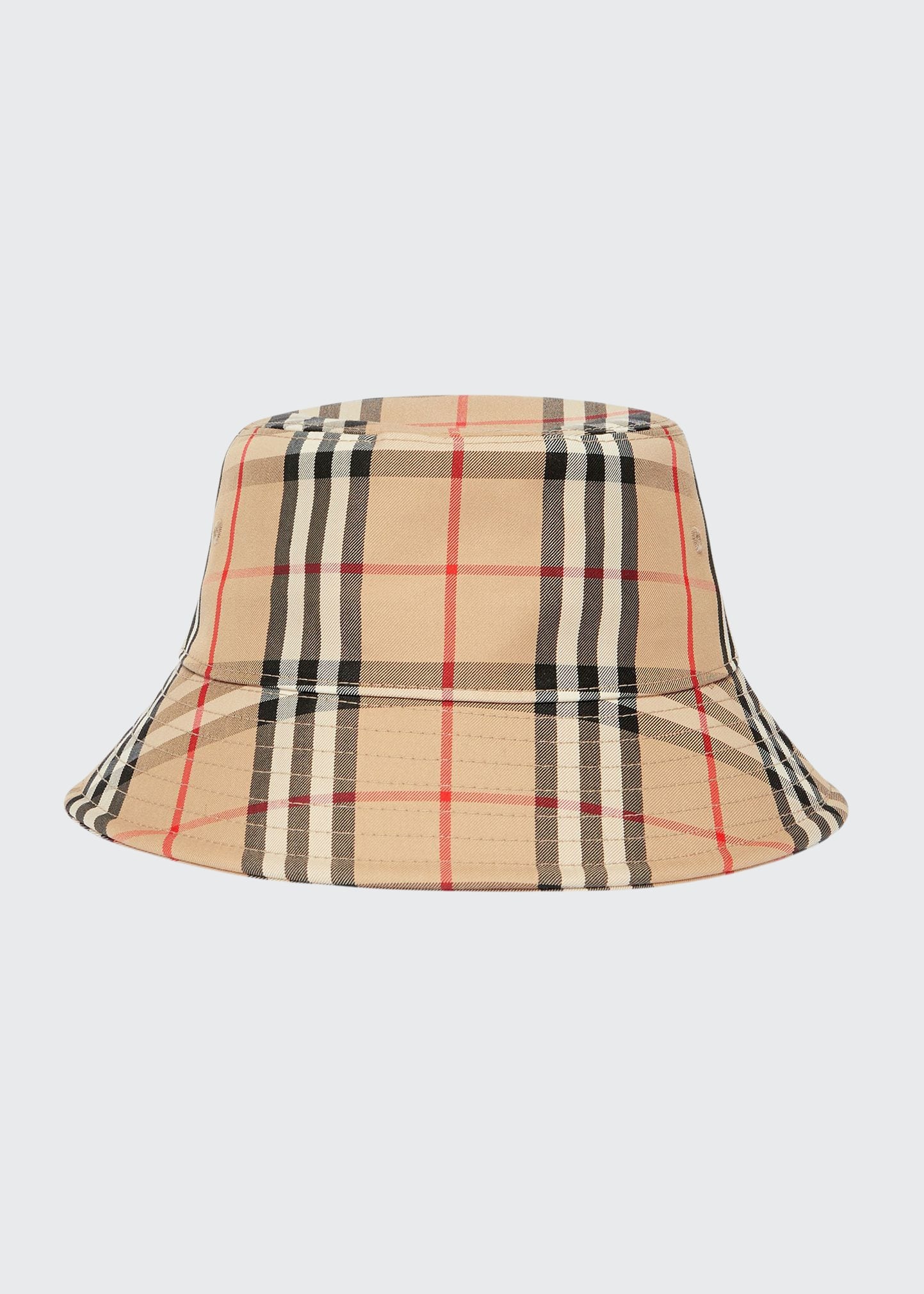 Check-Print Twill Bucket Hat - 1